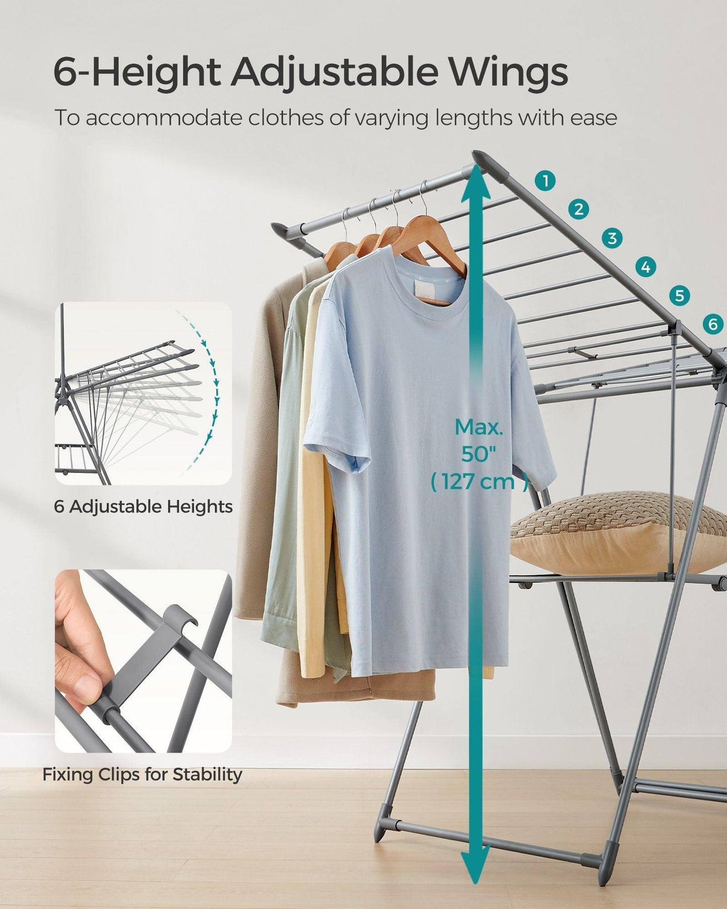 2-Level Laundry Drying Rack Gray FredCo
