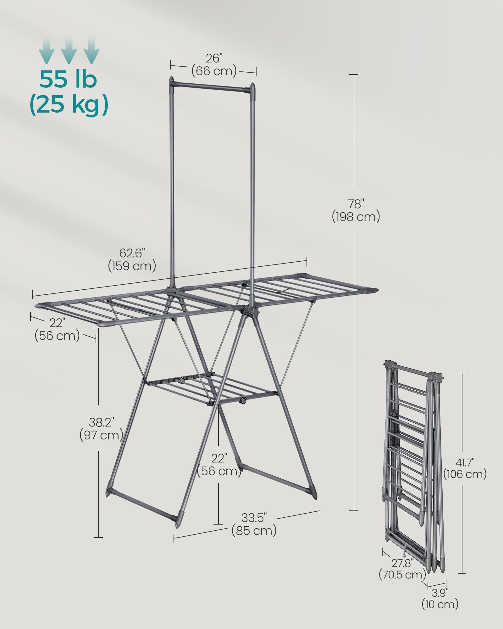 2-Level Laundry Drying Rack Gray FredCo