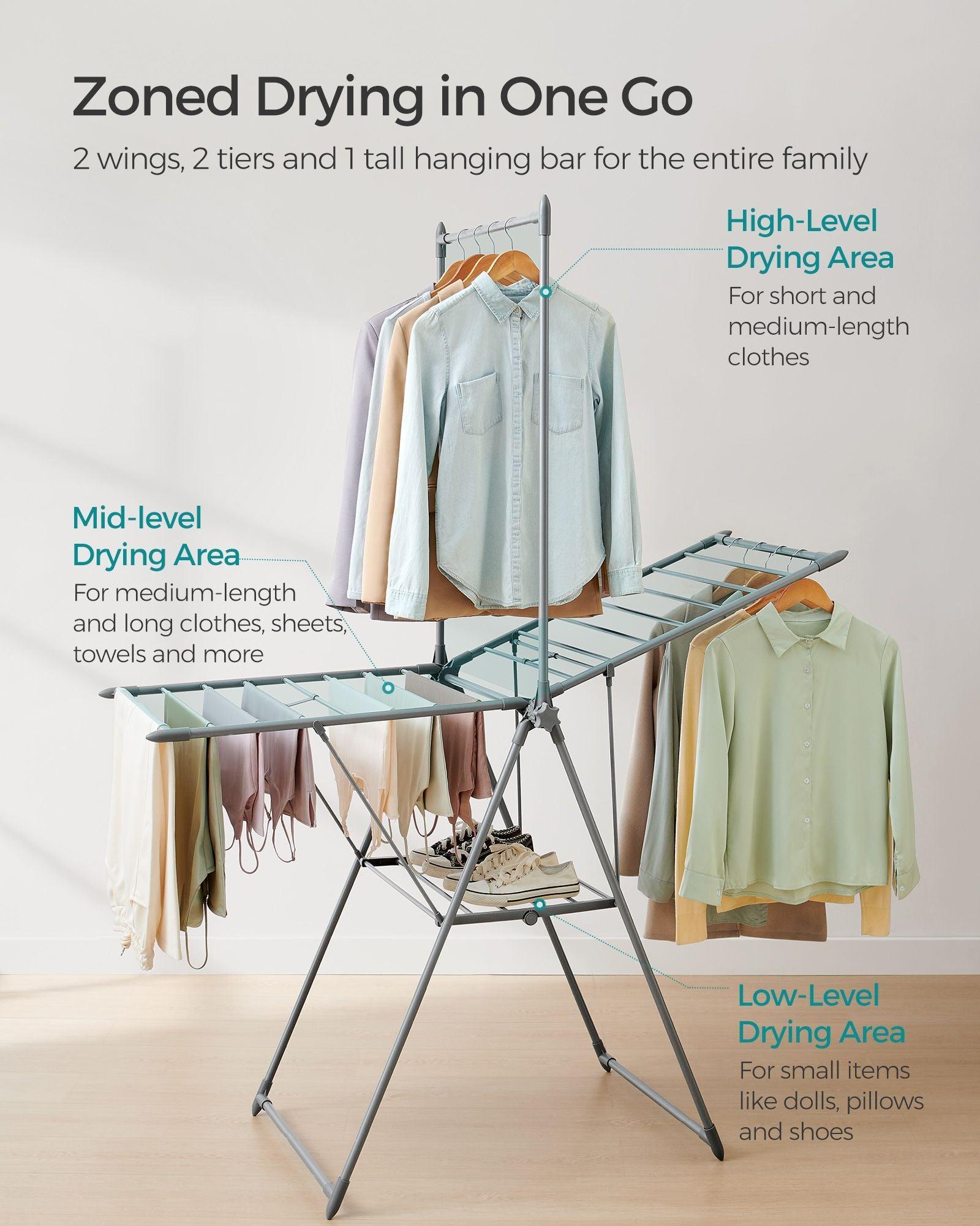 2-Level Laundry Drying Rack Gray FredCo