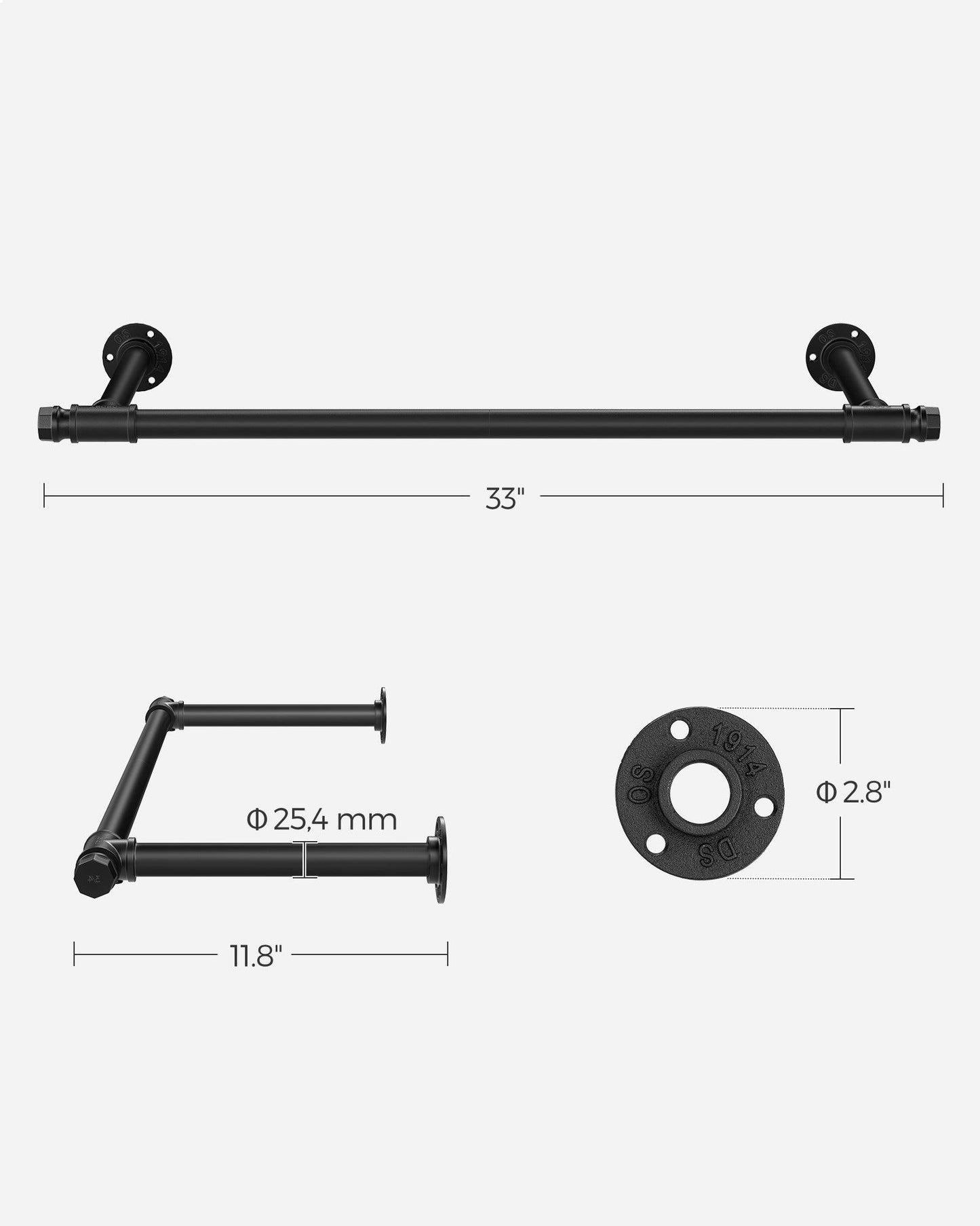 2 Pack Clothes Rack Wall-Mounted FredCo