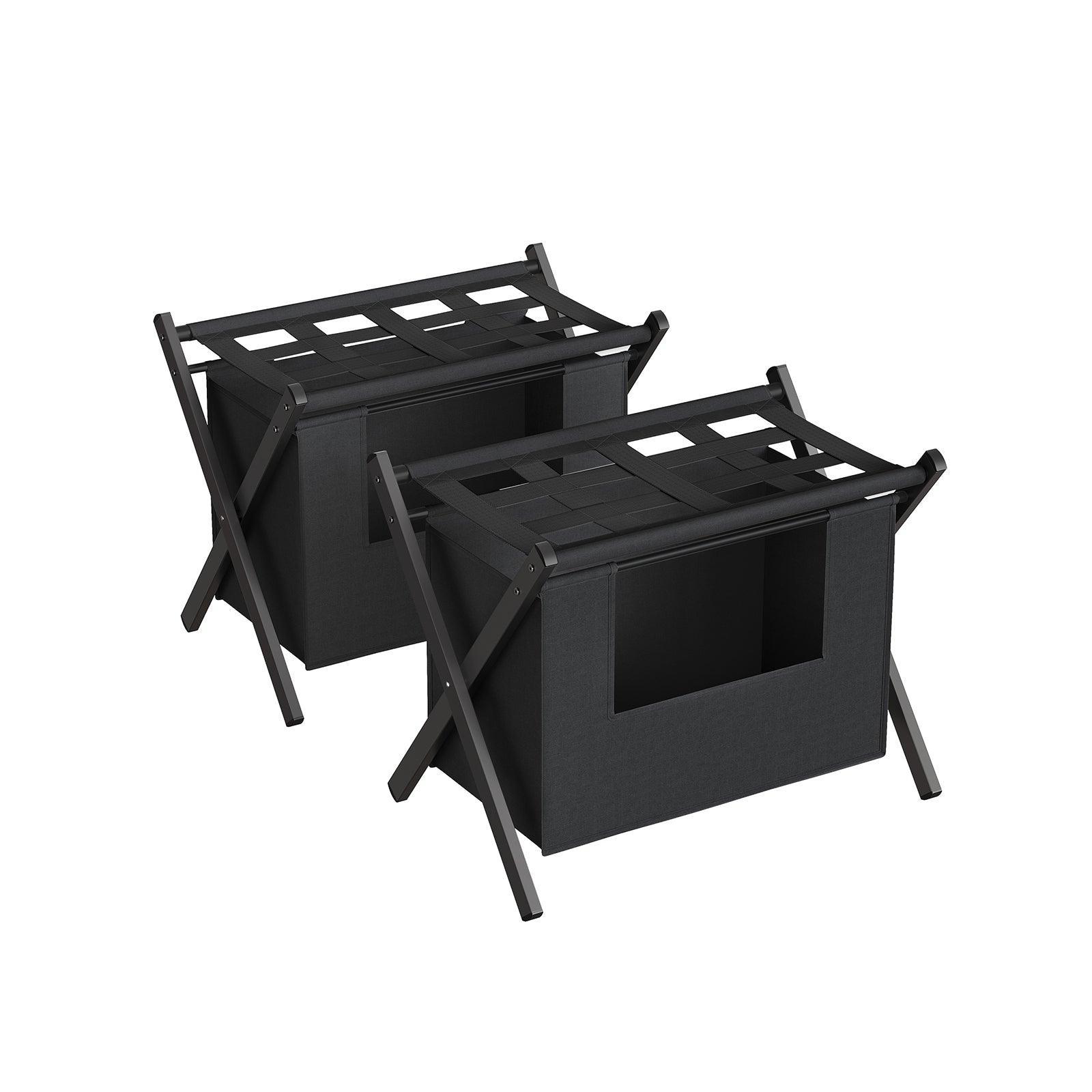 2 Pack Luggage Rack with Removable Laundry Bag Black FredCo