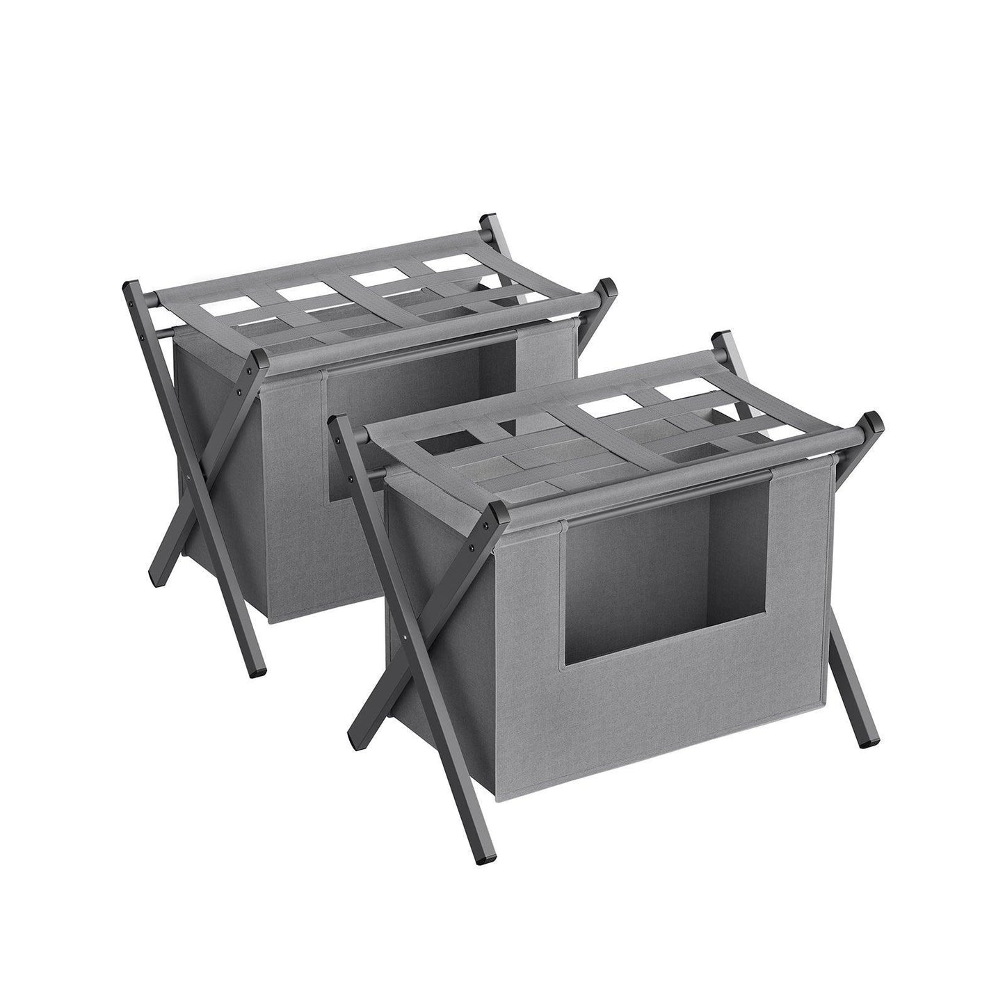 2 Pack Luggage Rack with Removable Laundry Bag Slate Gray FredCo