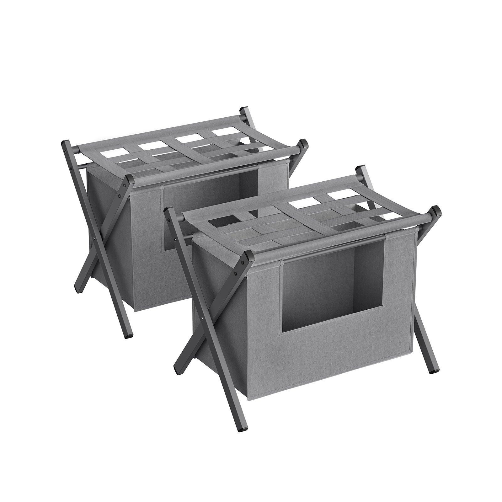 2 Pack Luggage Rack with Removable Laundry Bag Slate Gray FredCo
