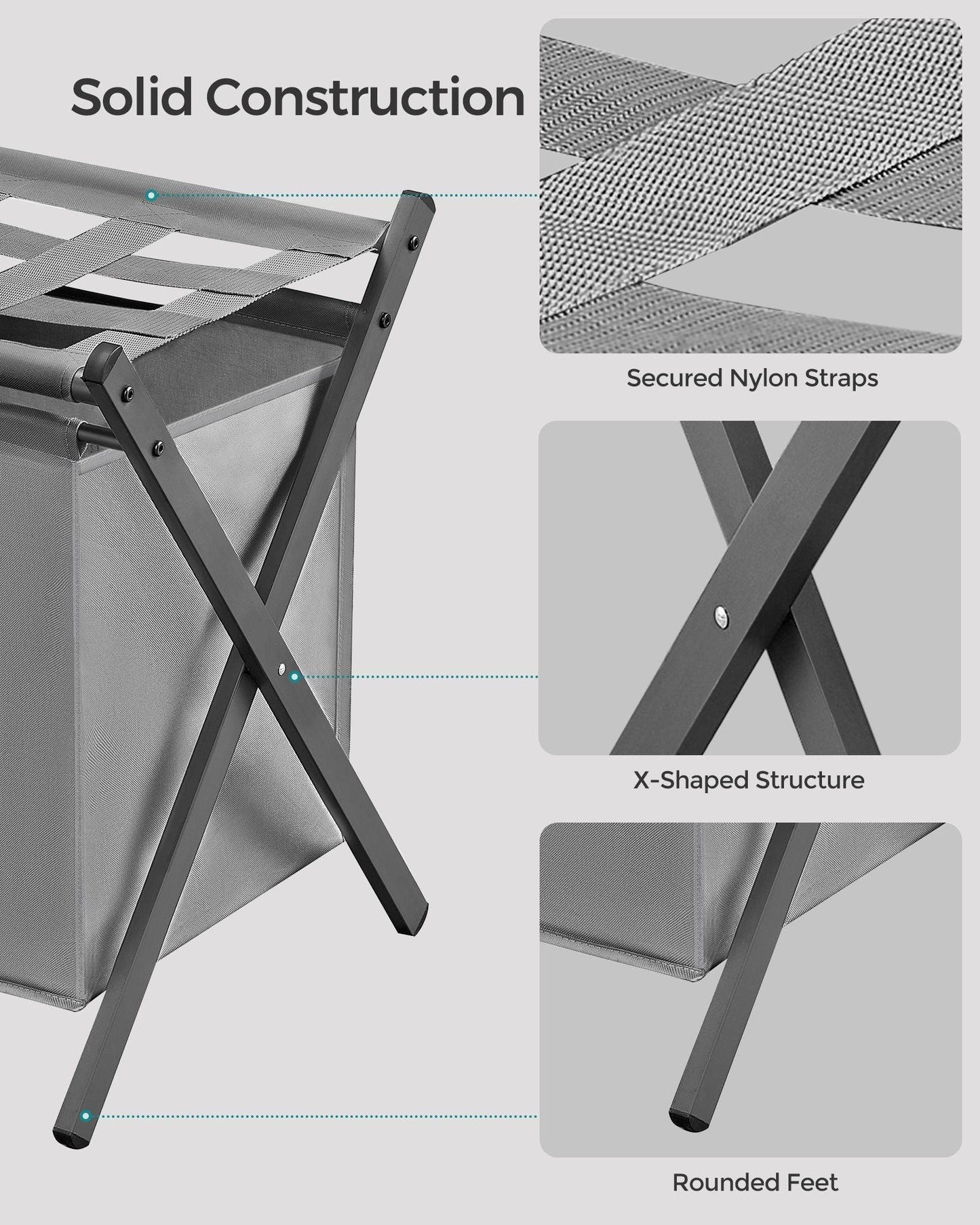 2 Pack Luggage Rack with Removable Laundry Bag Slate Gray FredCo