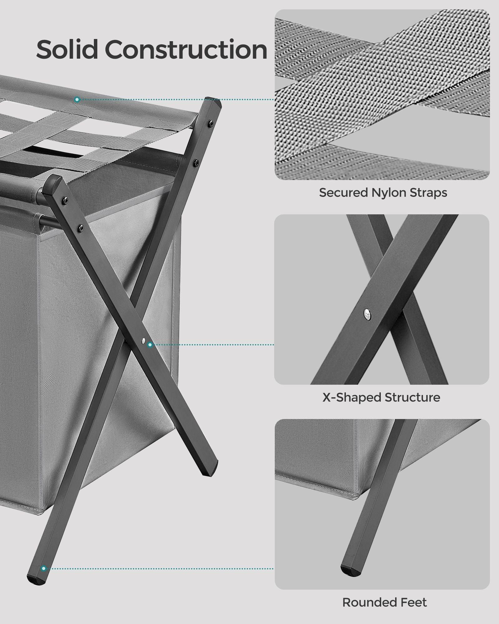 2 Pack Luggage Rack with Removable Laundry Bag Slate Gray FredCo