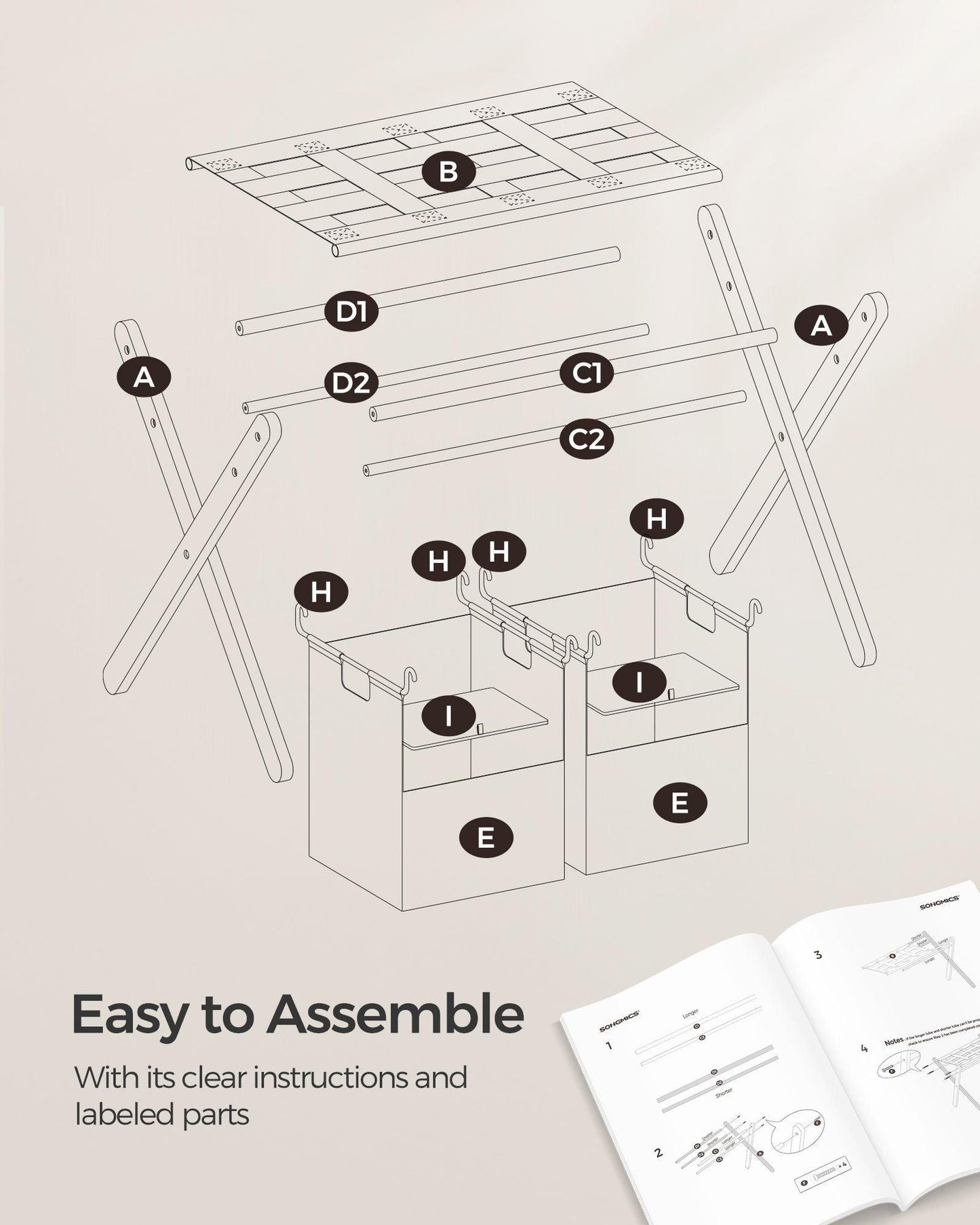 2 Pack Luggage Racks with 2 Removable Laundry Bag Slate Gray FredCo