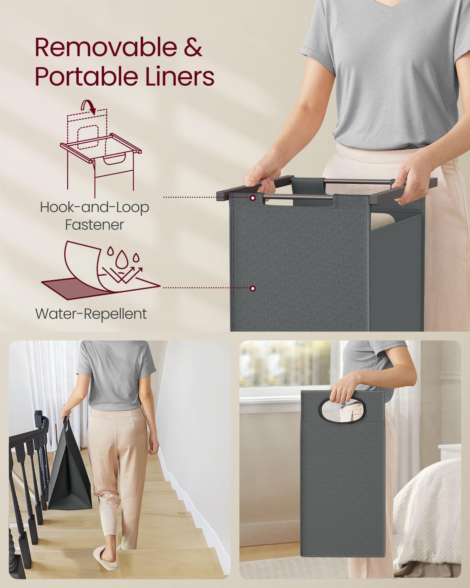 2-Section Laundry Basket with Clothes Rail FredCo