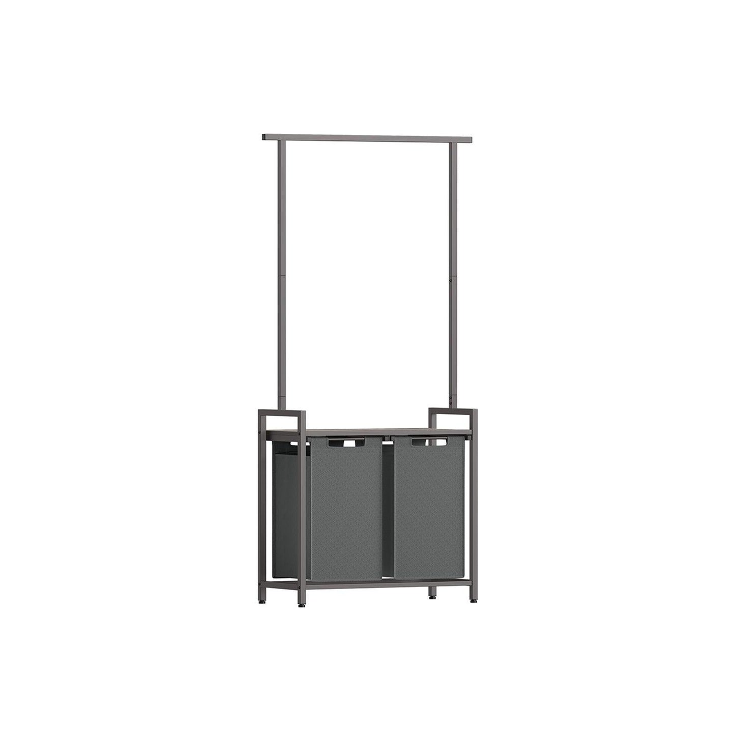 2-Section Laundry Basket with Clothes Rail FredCo