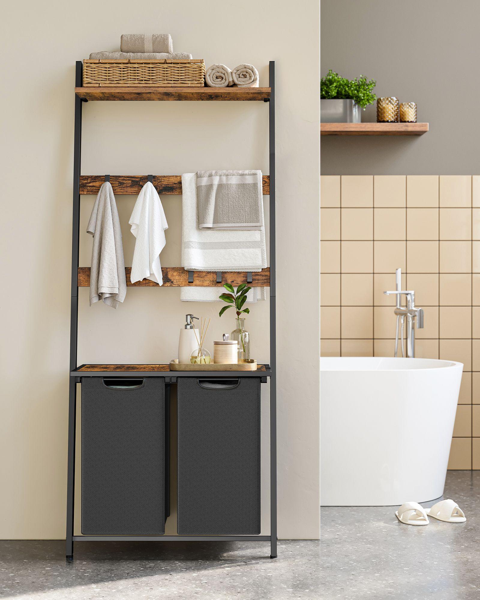 2-Section Laundry Hamper Brown and Black FredCo