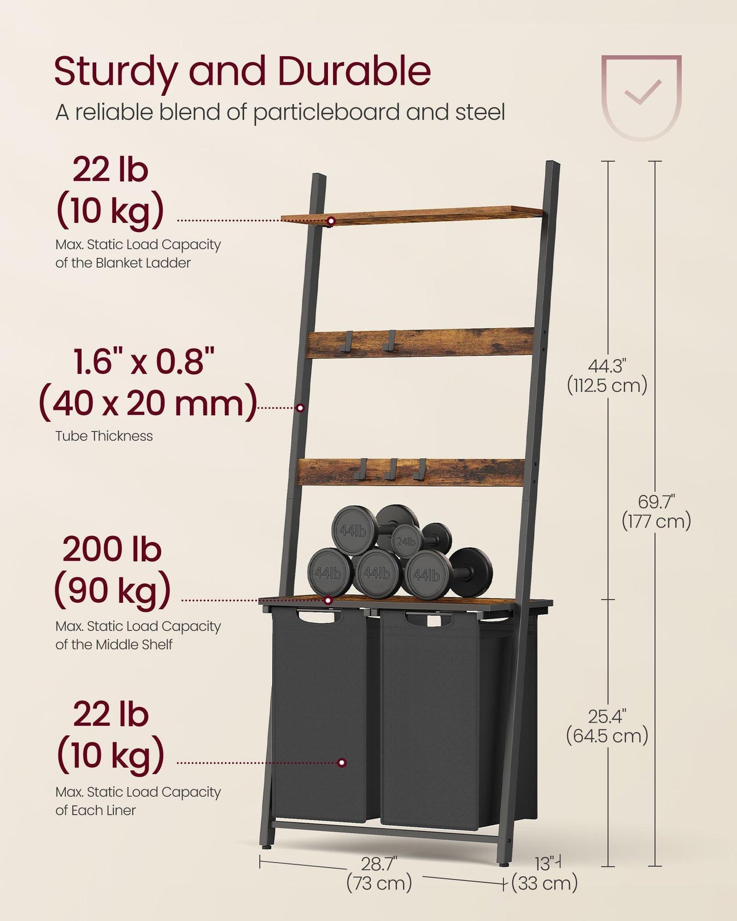2-Section Laundry Hamper Brown and Black FredCo