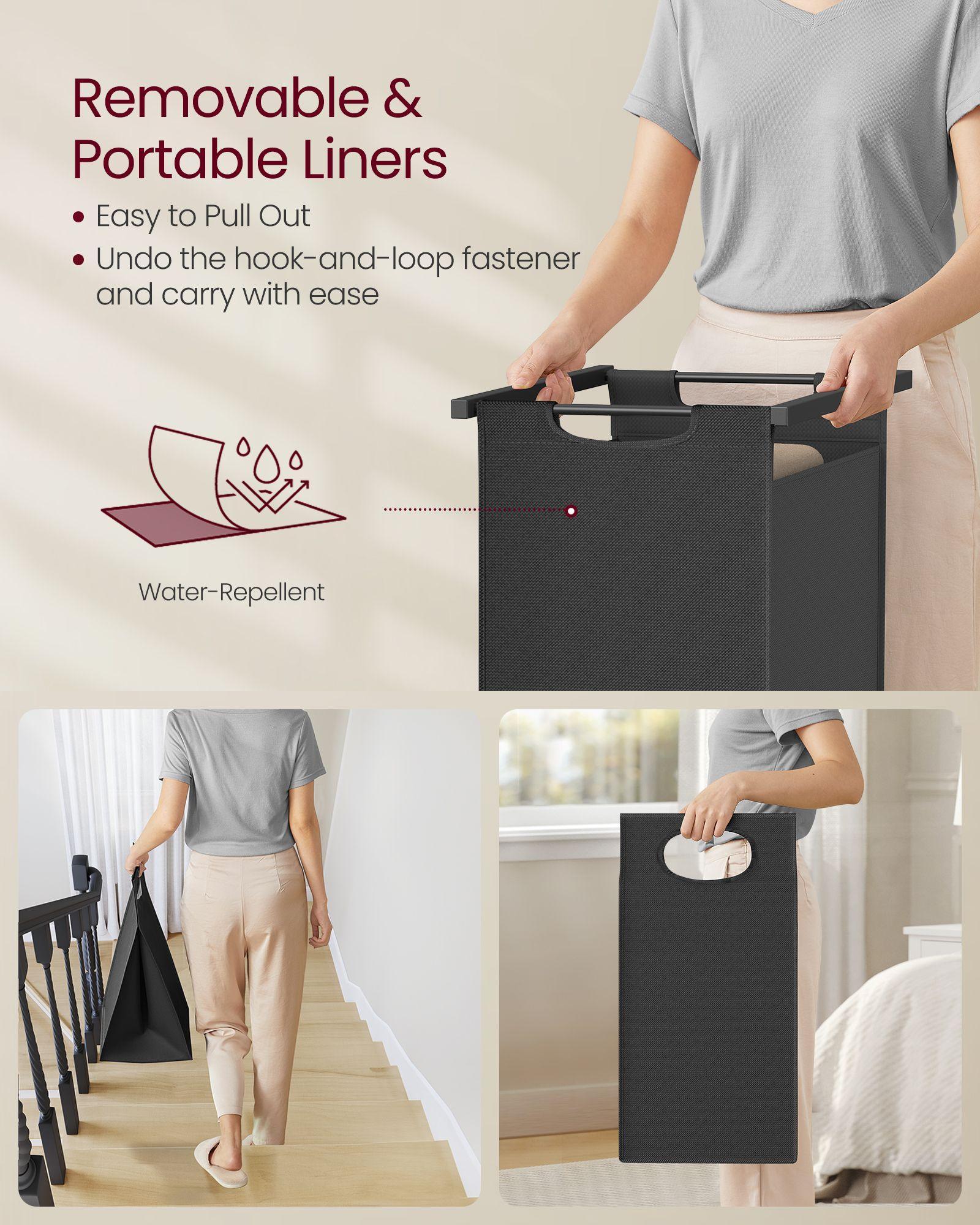 2-Section Laundry Hamper Brown and Black FredCo