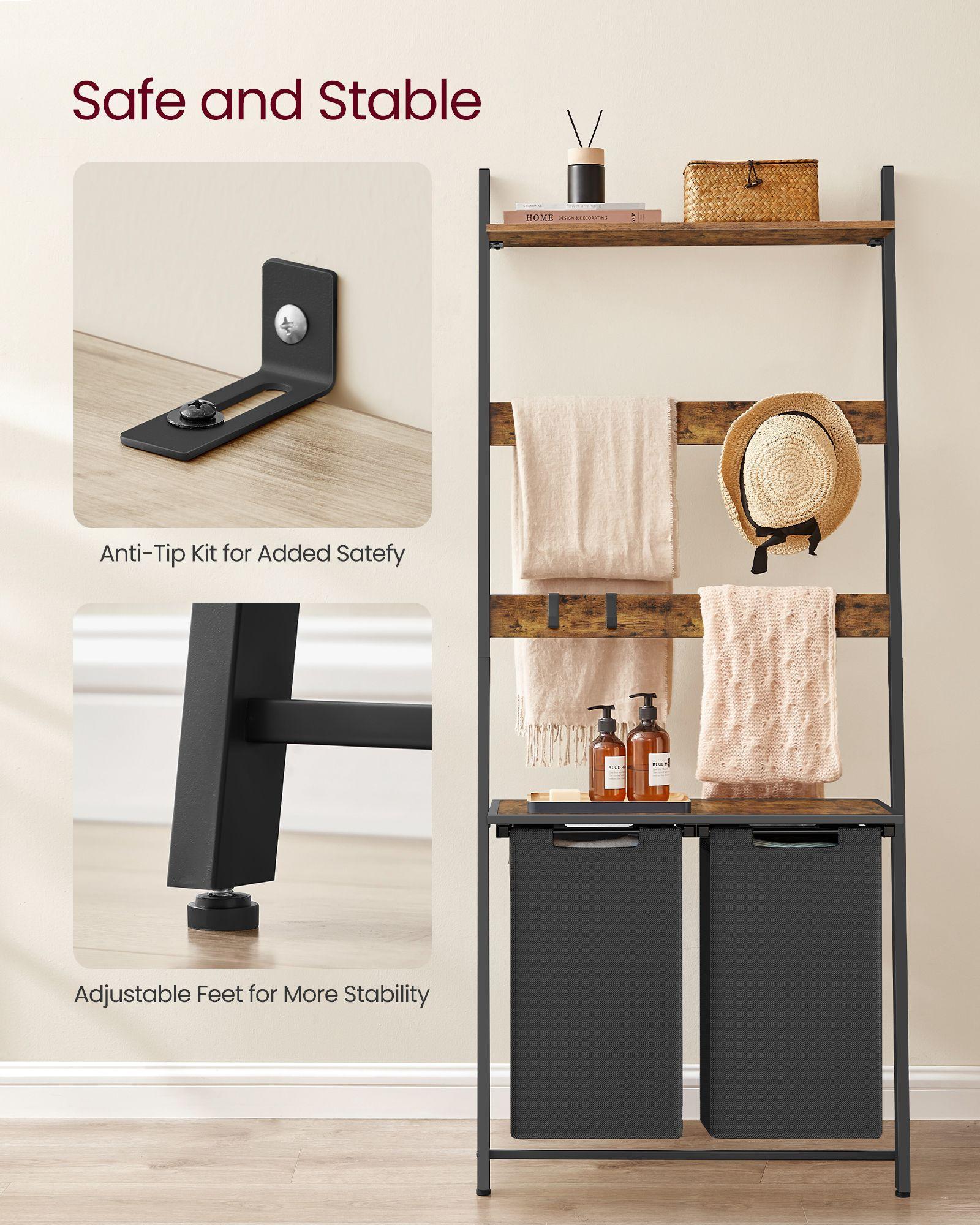 2-Section Laundry Hamper Brown and Black FredCo