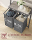 2-Section Laundry Hamper Greige and Gray FredCo
