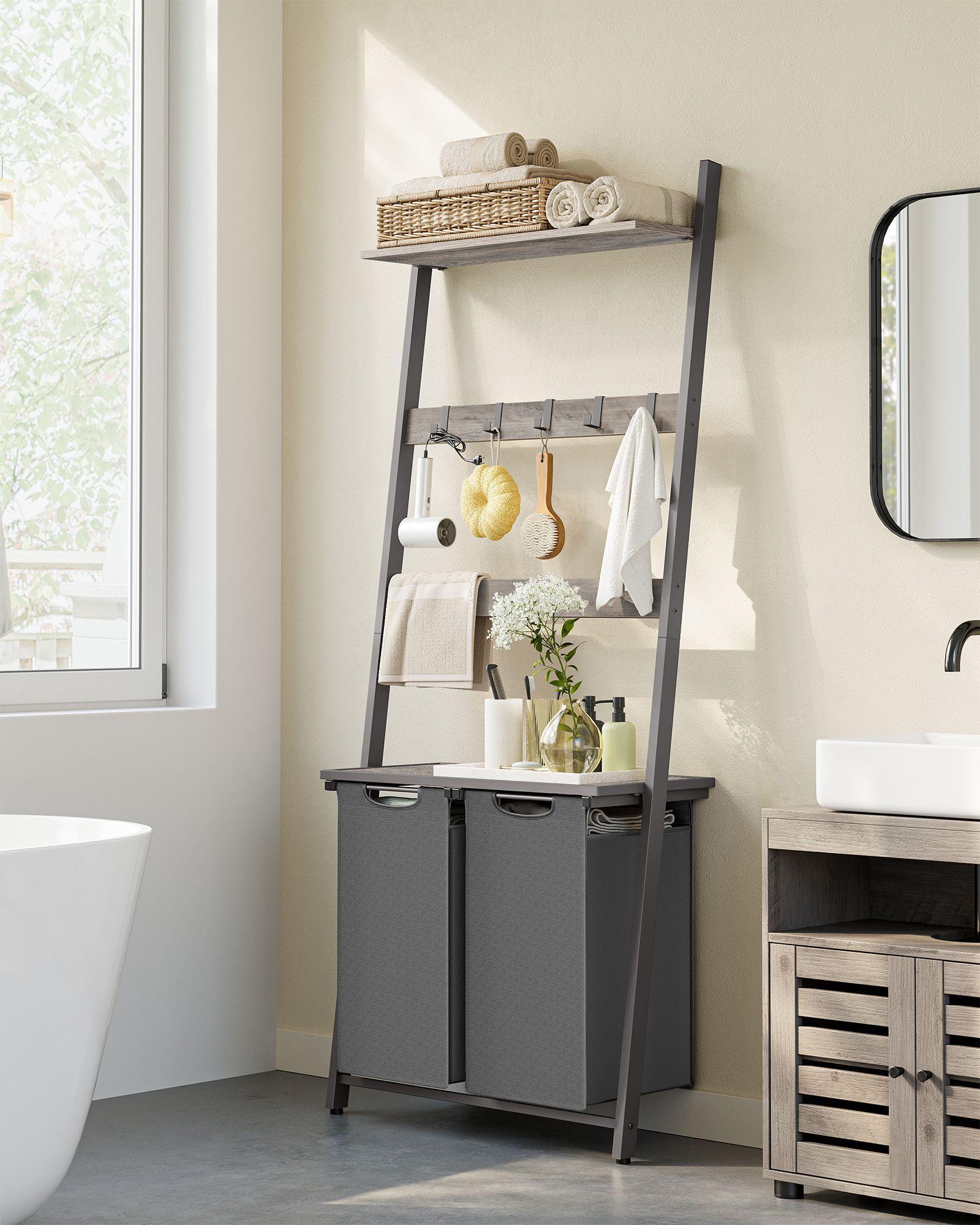 2-Section Laundry Hamper Greige and Gray FredCo