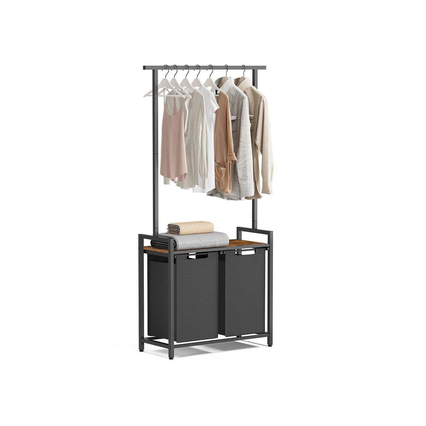 2 Section Laundry Sorter with Clothes Rack FredCo