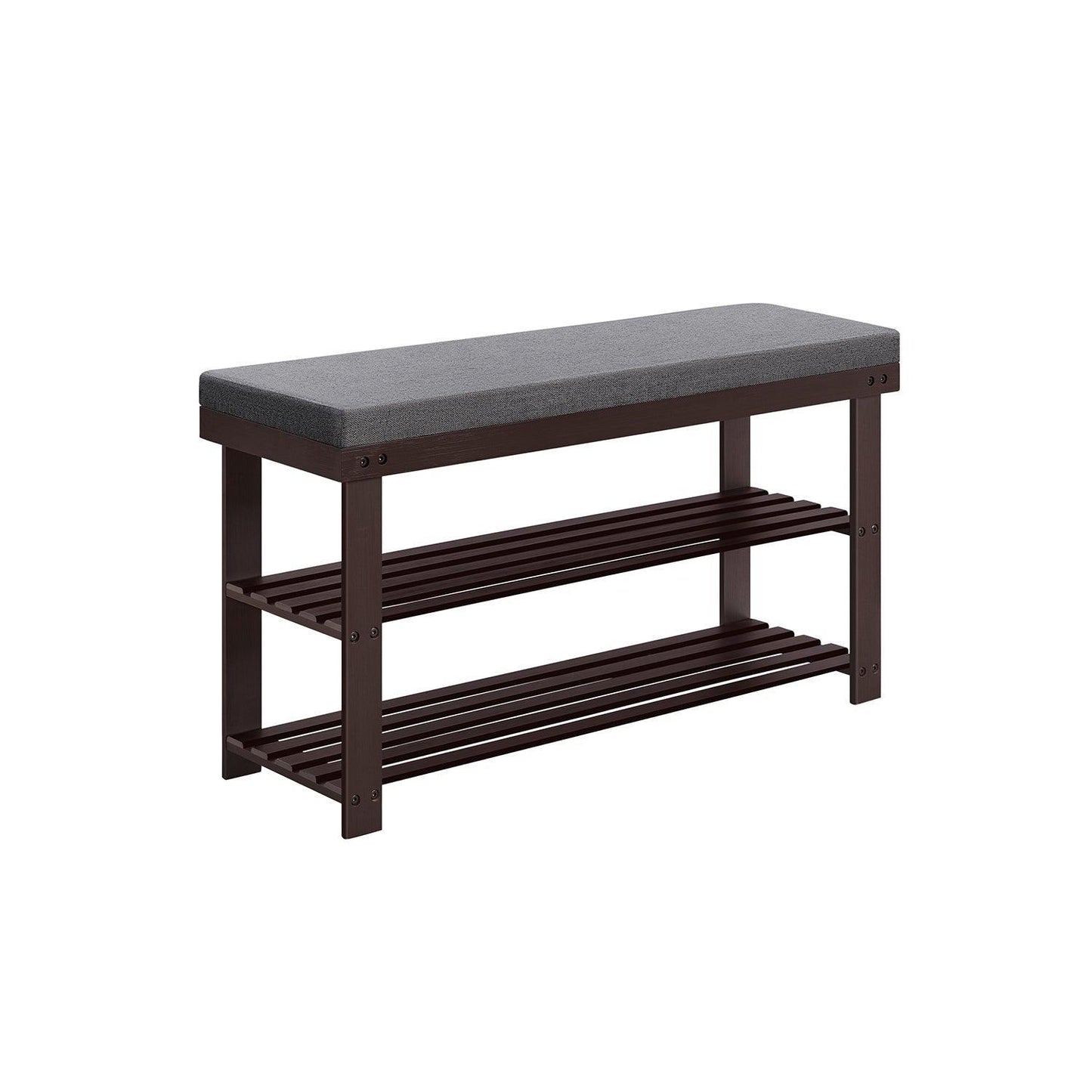 2-Tier Bamboo Shoe Bench Brown and Gray FredCo