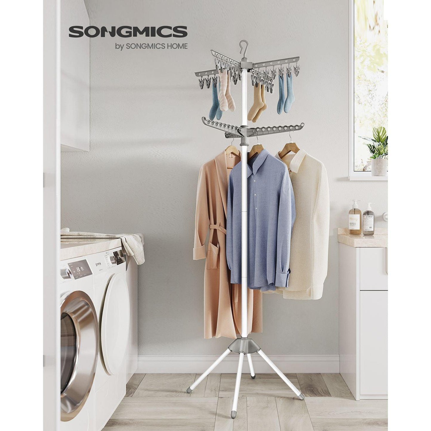 2-Tier Clothes Drying Rack Gray and White FredCo