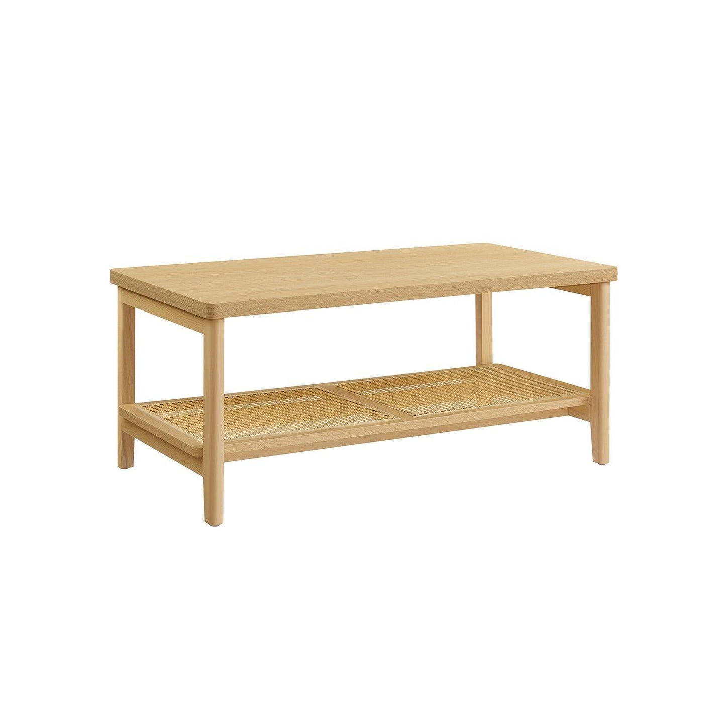 2-Tier Coffee Table with PVC Rattan Storage Shelf FredCo