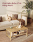 2-Tier Coffee Table with PVC Rattan Storage Shelf FredCo