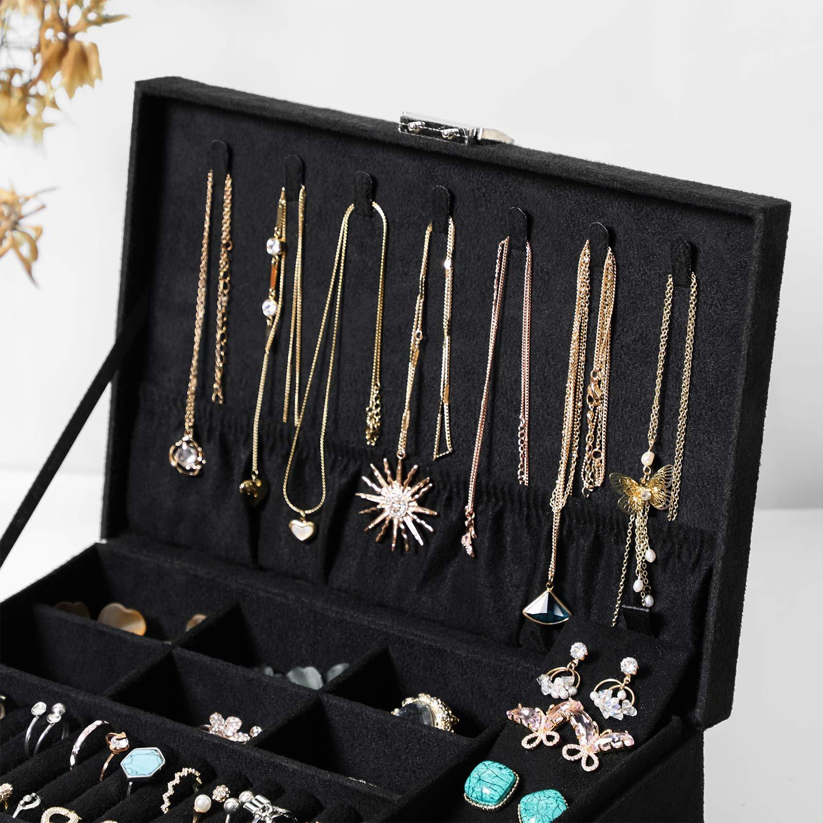 2-Tier Jewelry Case with Drawer Black FredCo