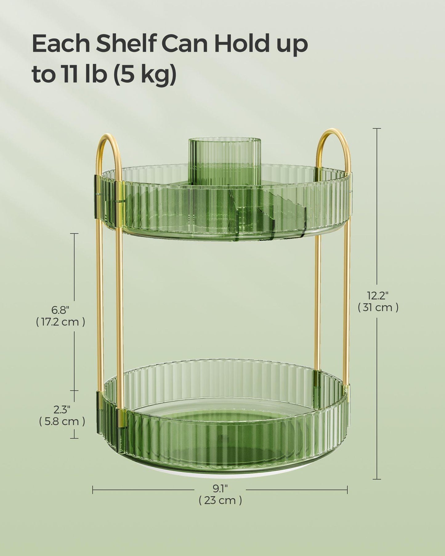 2-Tier Makeup Organizer Pale Green FredCo