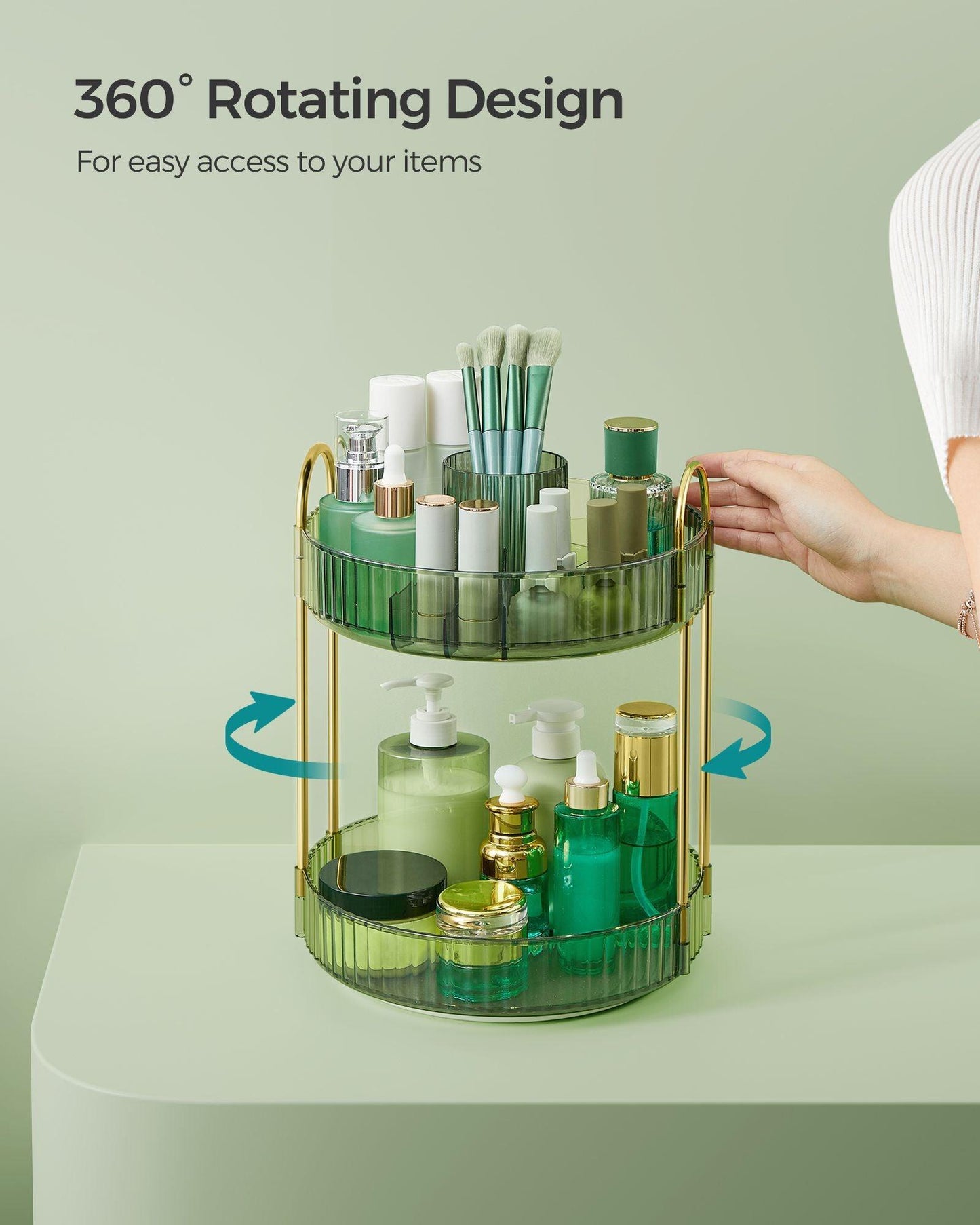 2-Tier Makeup Organizer Pale Green FredCo
