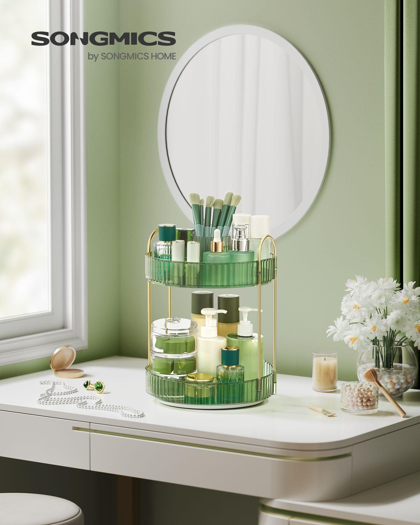 2-Tier Makeup Organizer Pale Green FredCo