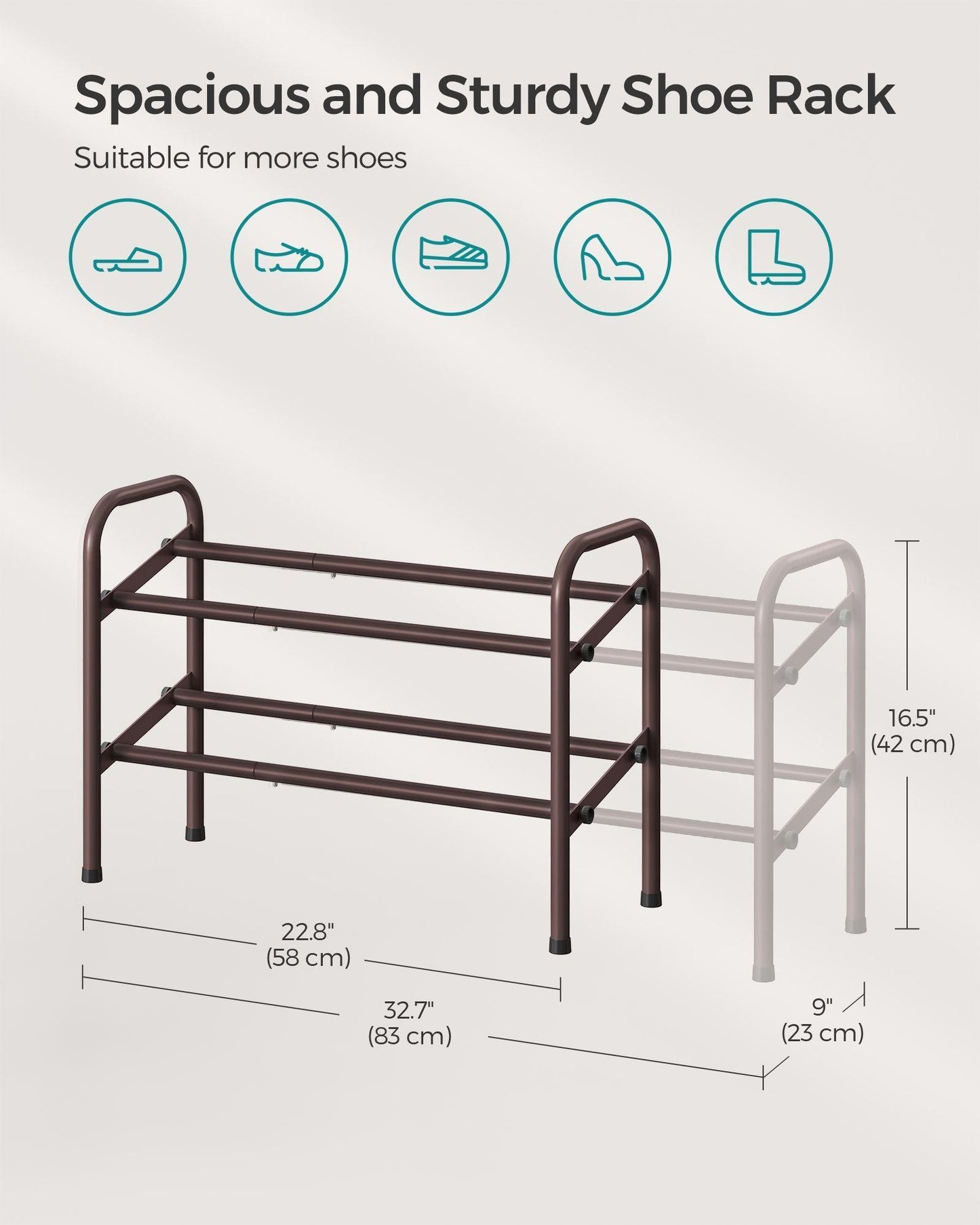 2-Tier Metal Shoe Rack Bronze FredCo