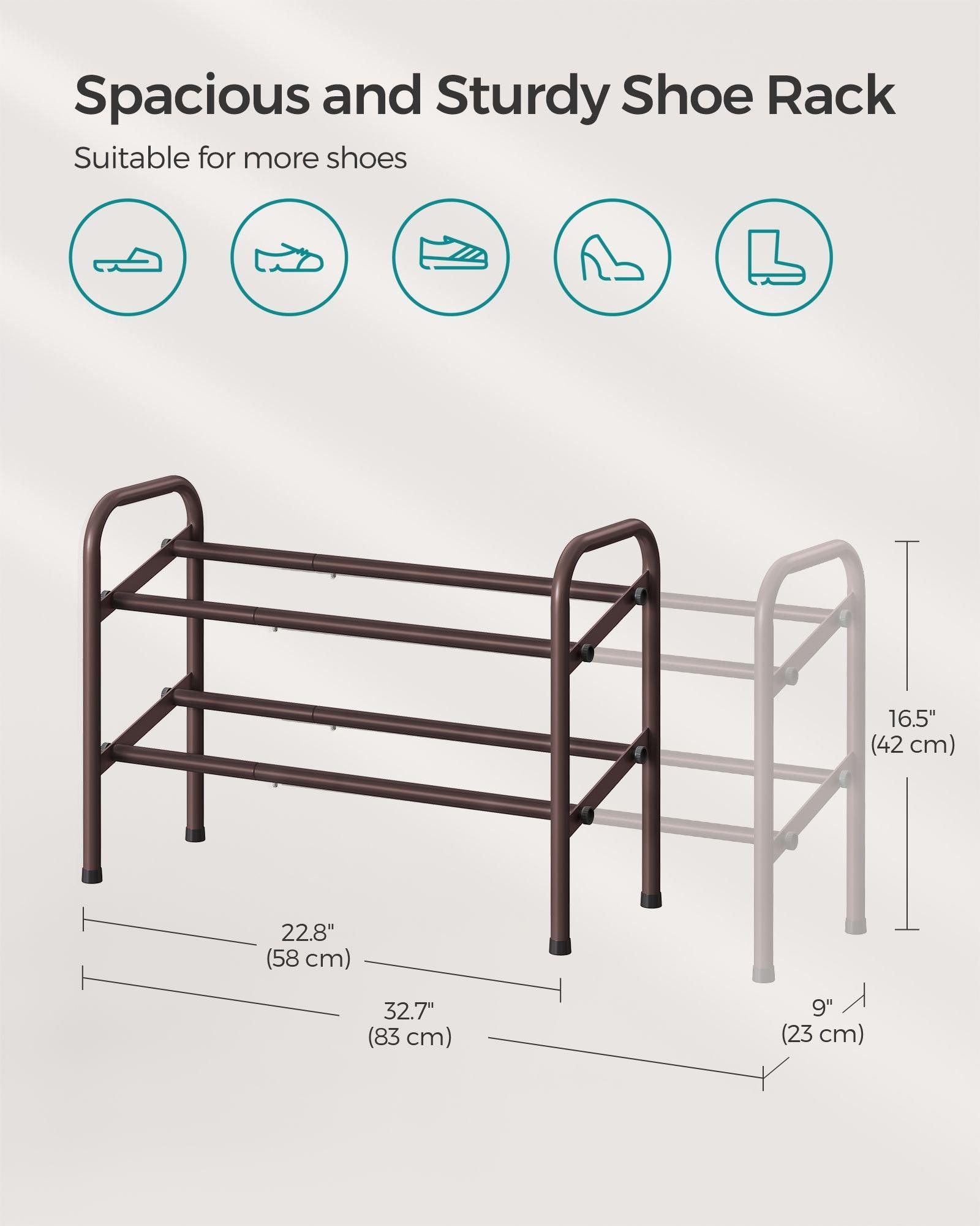 2-Tier Metal Shoe Rack Bronze FredCo