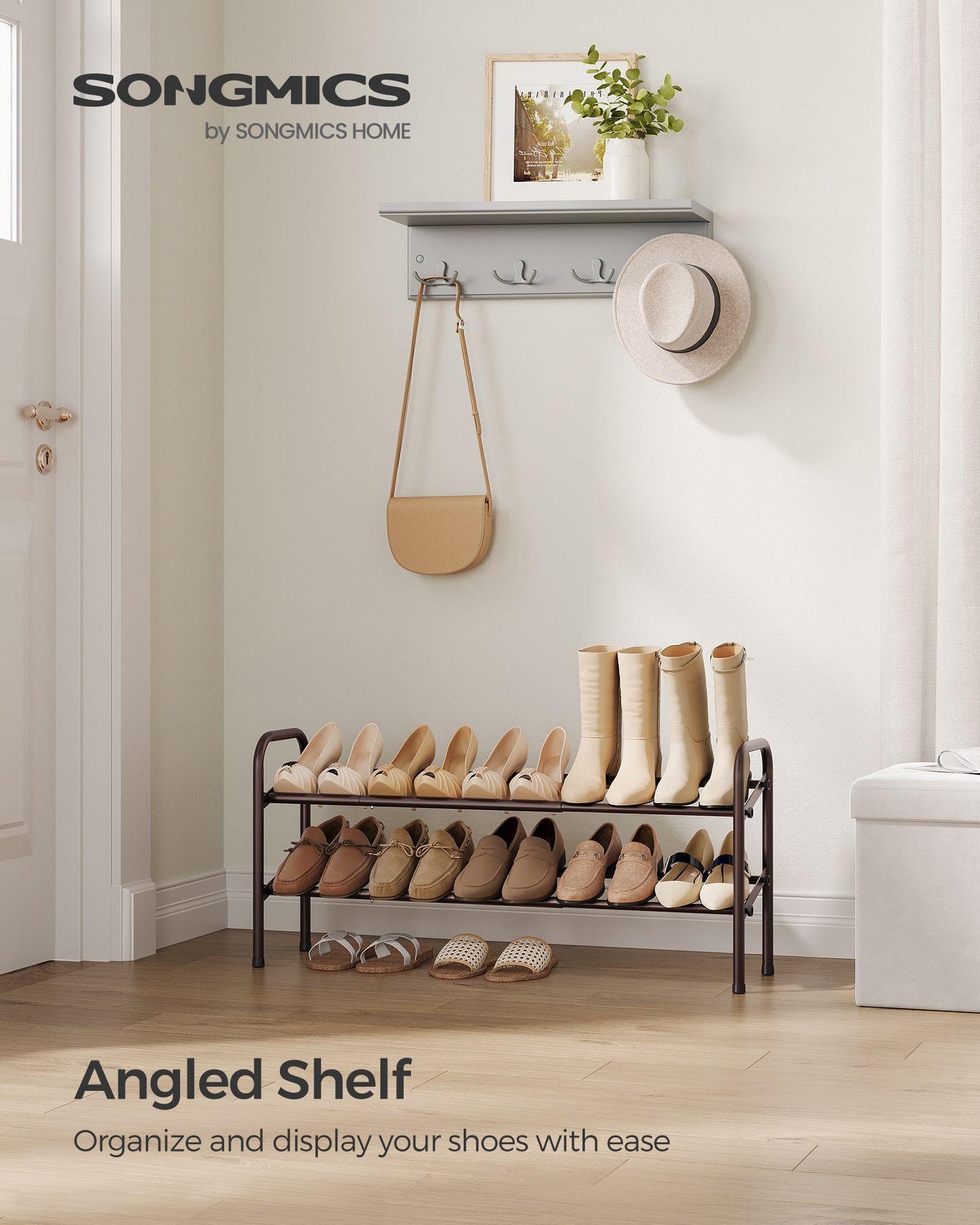 2-Tier Metal Shoe Rack Bronze FredCo