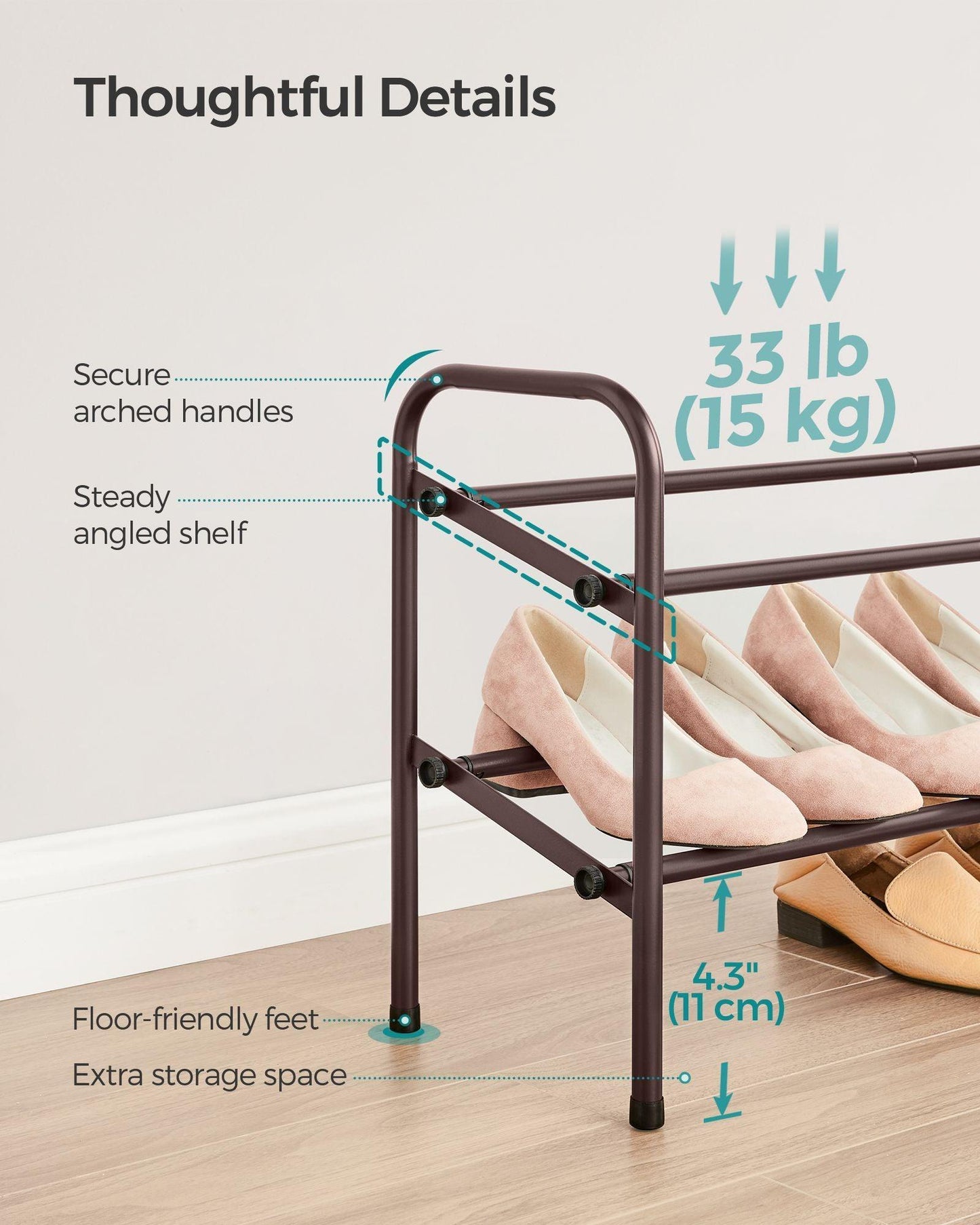 2-Tier Metal Shoe Rack Bronze FredCo