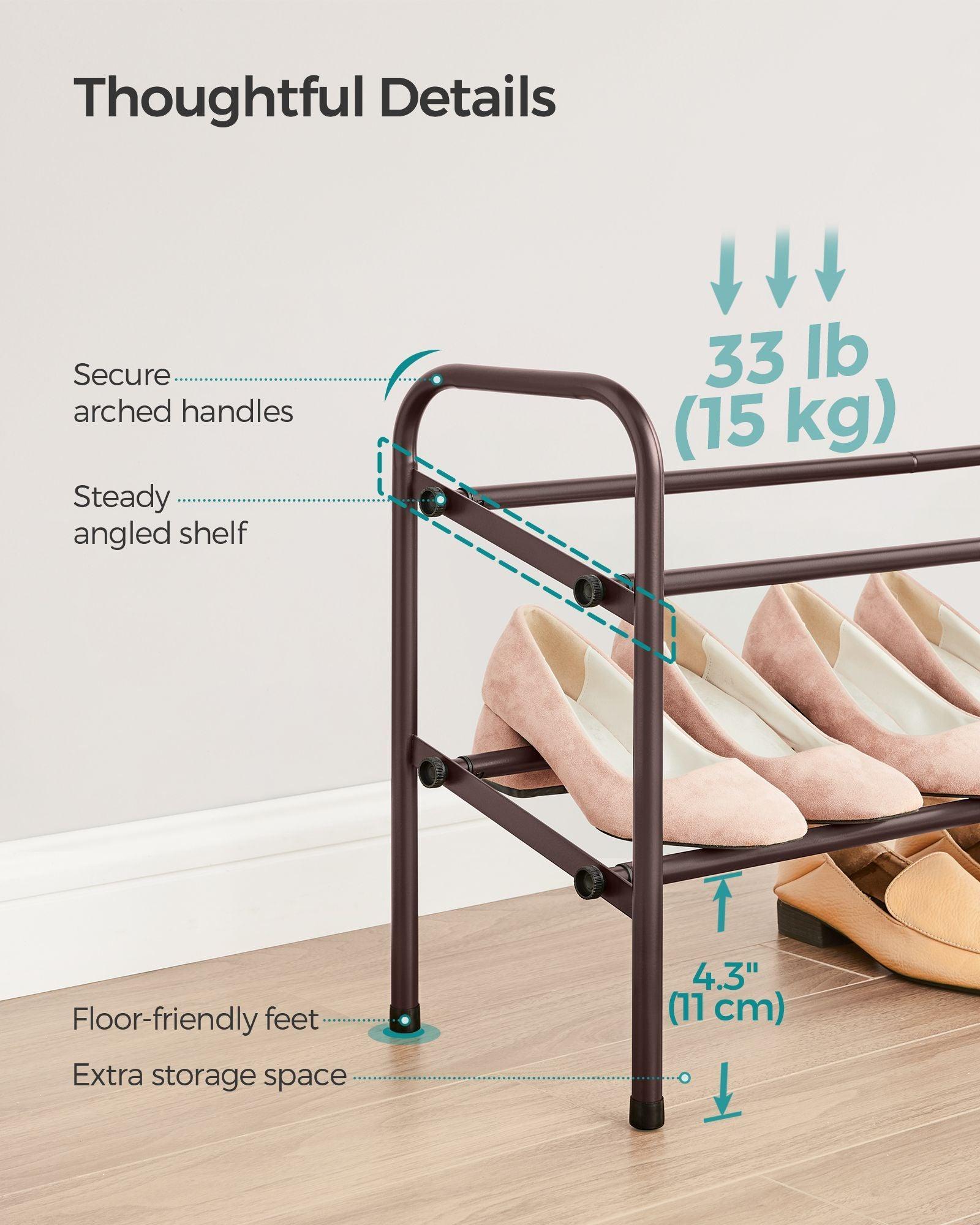 2-Tier Metal Shoe Rack Bronze FredCo