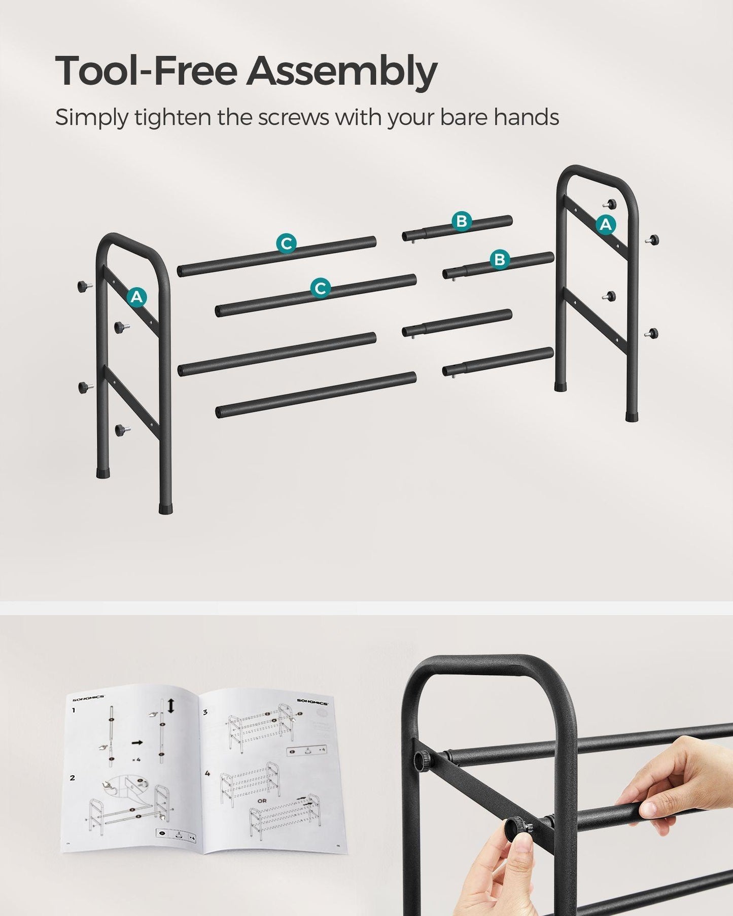 2-Tier Metal Shoe Rack Ink Black FredCo