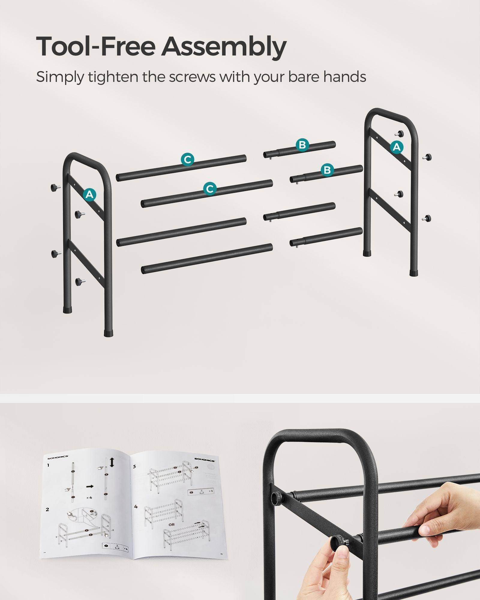 2-Tier Metal Shoe Rack Ink Black FredCo