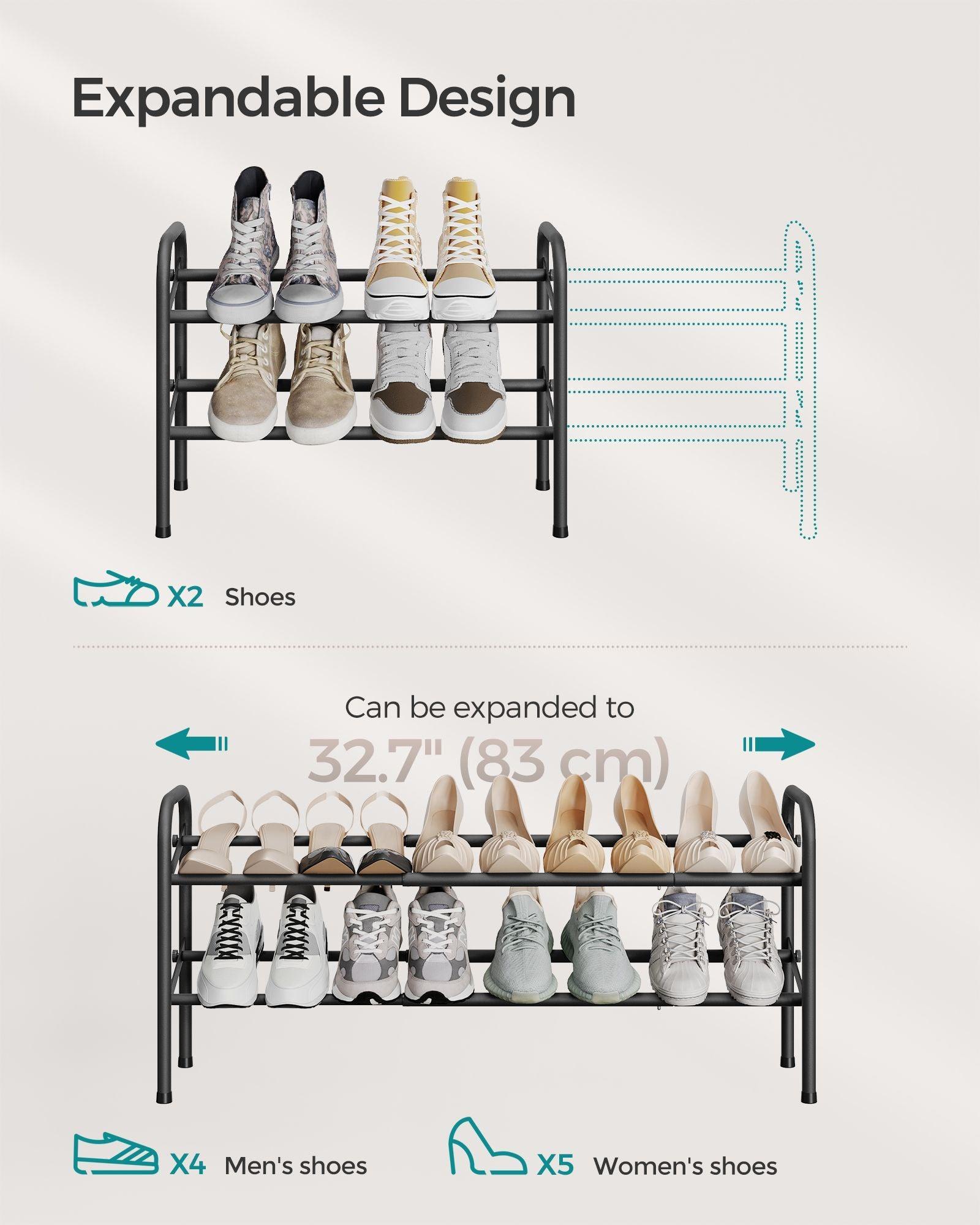 2-Tier Metal Shoe Rack Ink Black FredCo