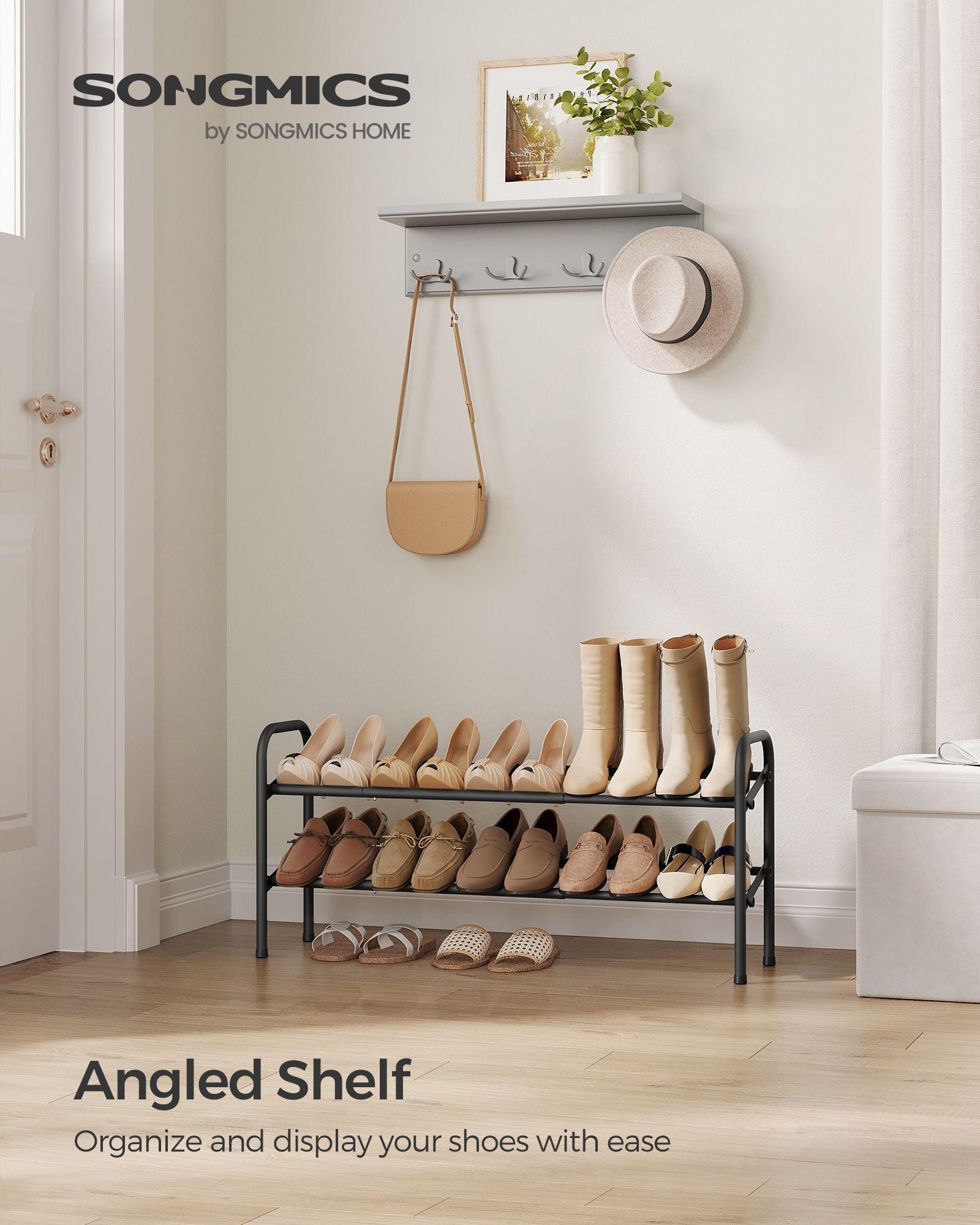 2-Tier Metal Shoe Rack Ink Black FredCo