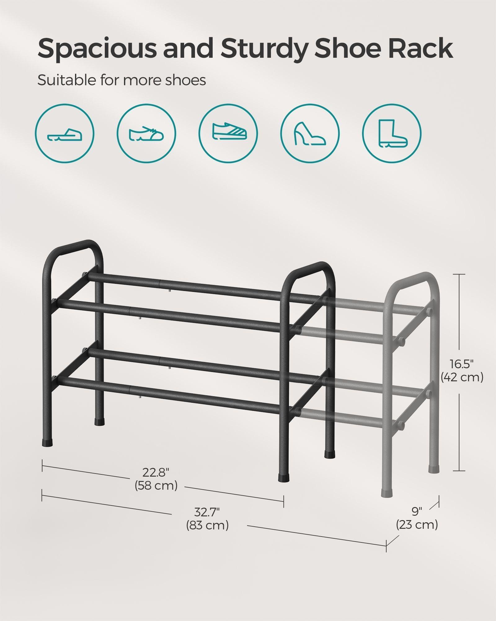 2-Tier Metal Shoe Rack Ink Black FredCo