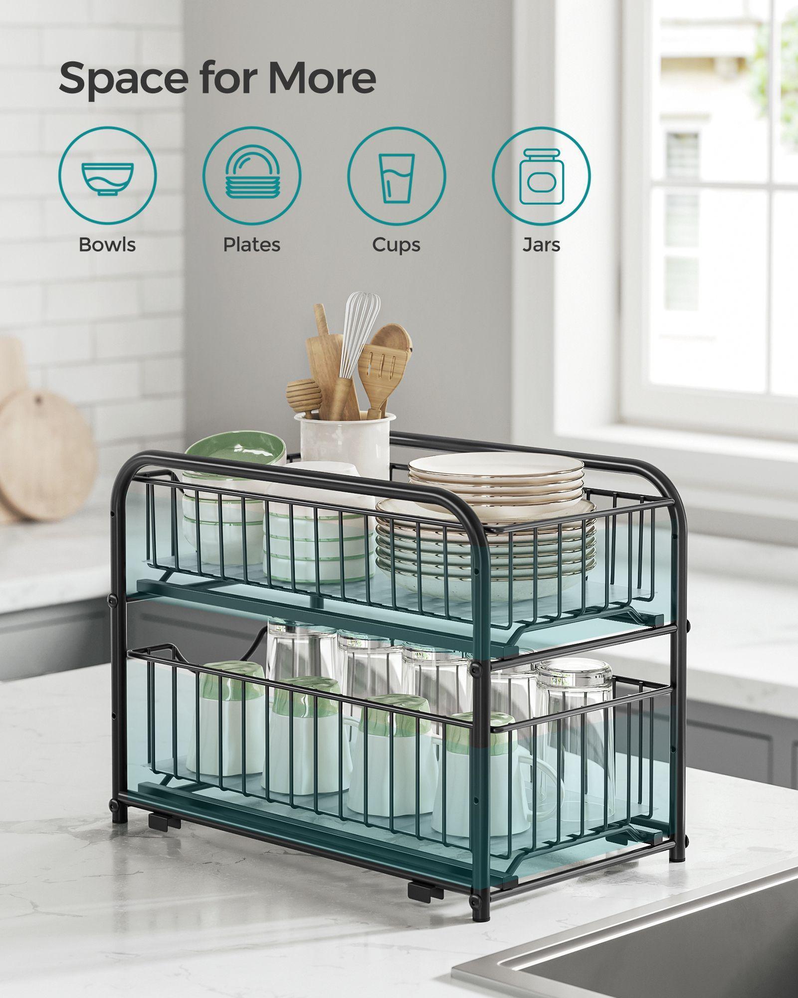 2-Tier Pull-Out Cabinet Organizer Ink Black FredCo