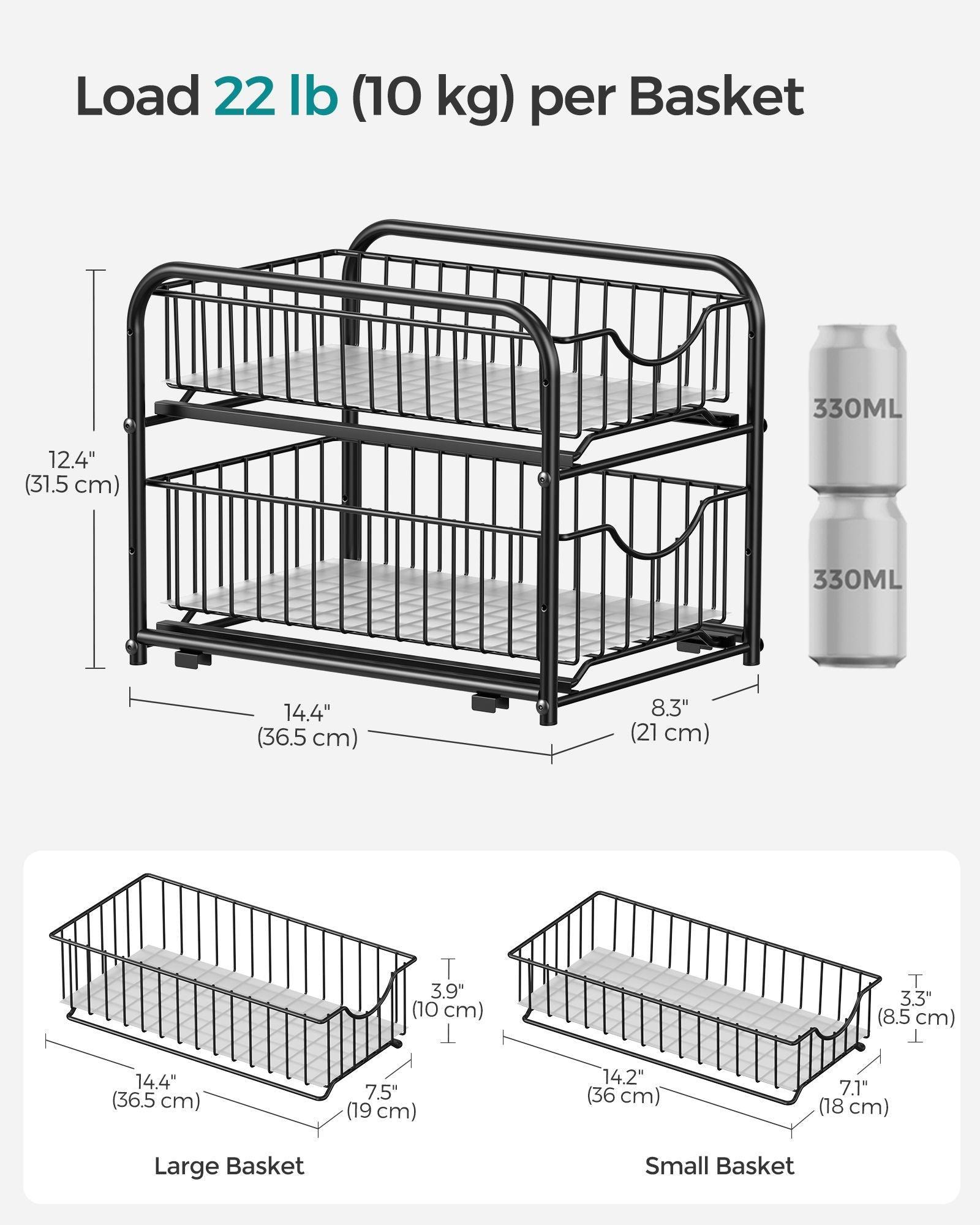 2-Tier Pull-Out Cabinet Organizer Ink Black FredCo