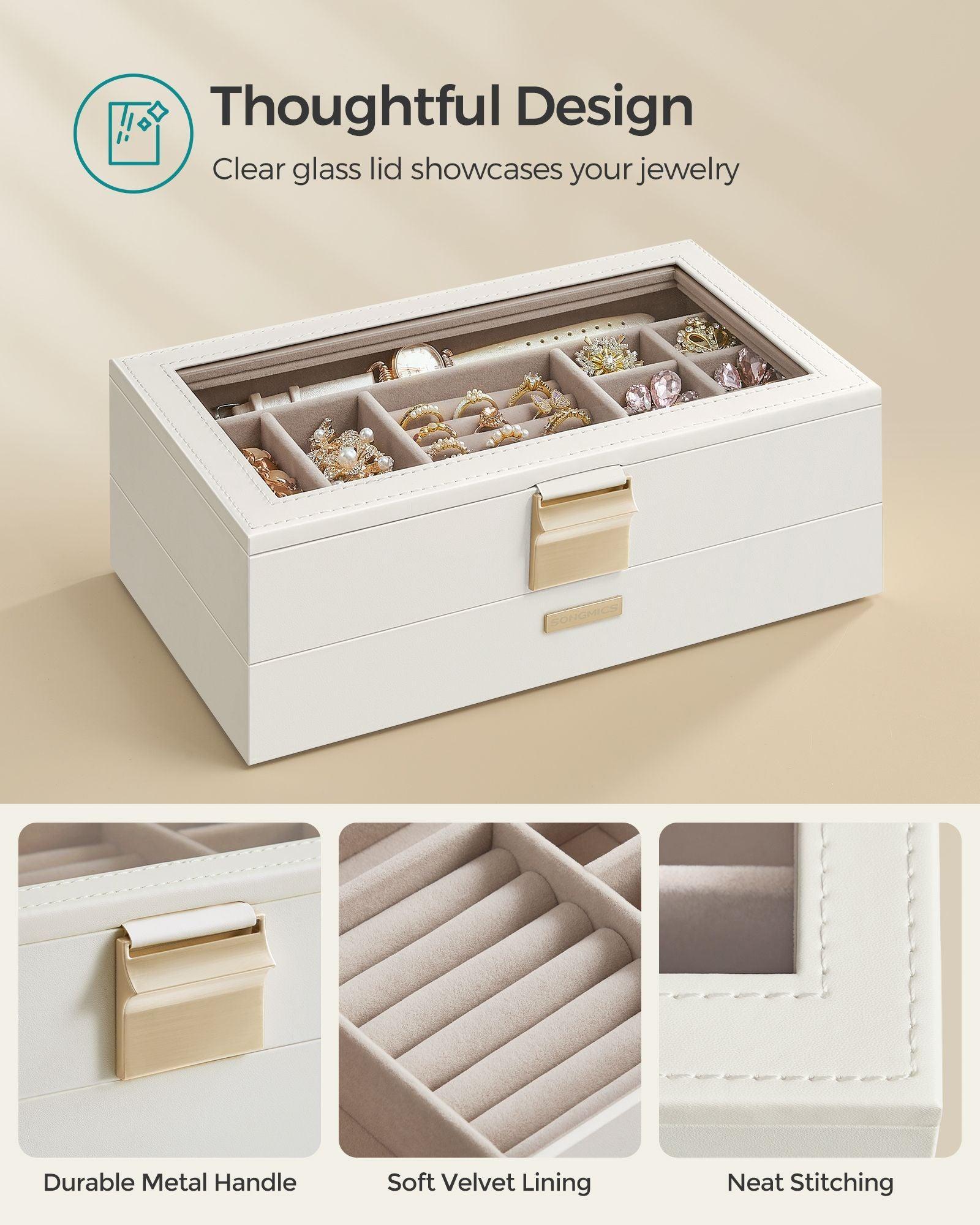 2-Tier Stackable Jewelry Trays Cloud White FredCo