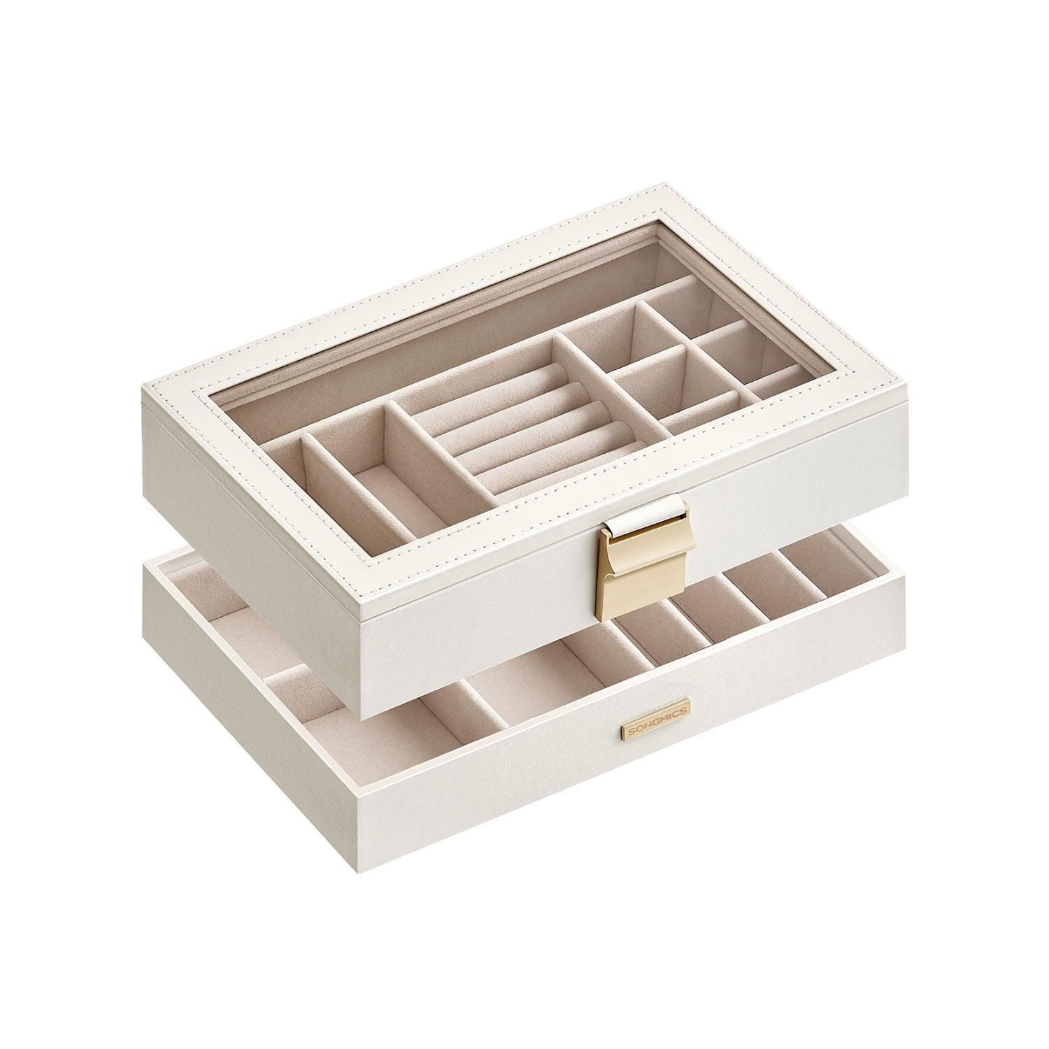 2-Tier Stackable Jewelry Trays Cloud White FredCo