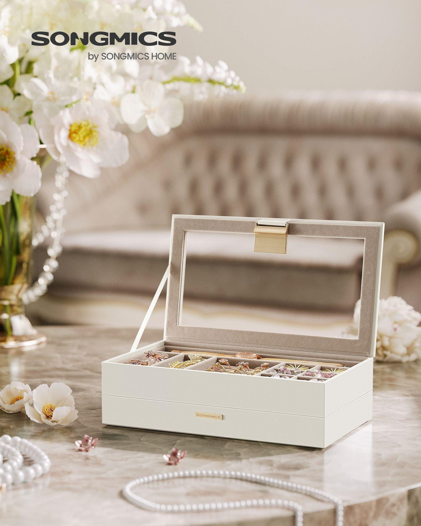 2-Tier Stackable Jewelry Trays Cloud White FredCo