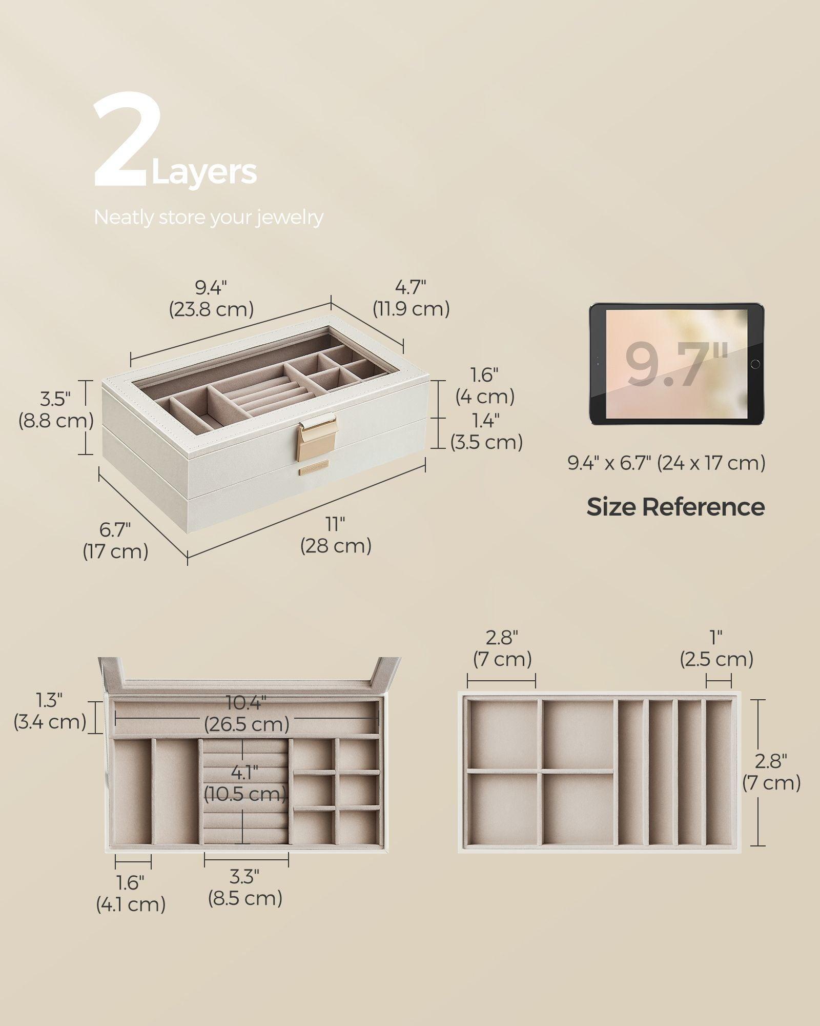 2-Tier Stackable Jewelry Trays Cloud White FredCo
