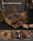 2-Tier Watch Display Case with Large Glass Lid Rustic Walnut FredCo