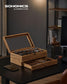 2-Tier Watch Display Case with Large Glass Lid Rustic Walnut FredCo