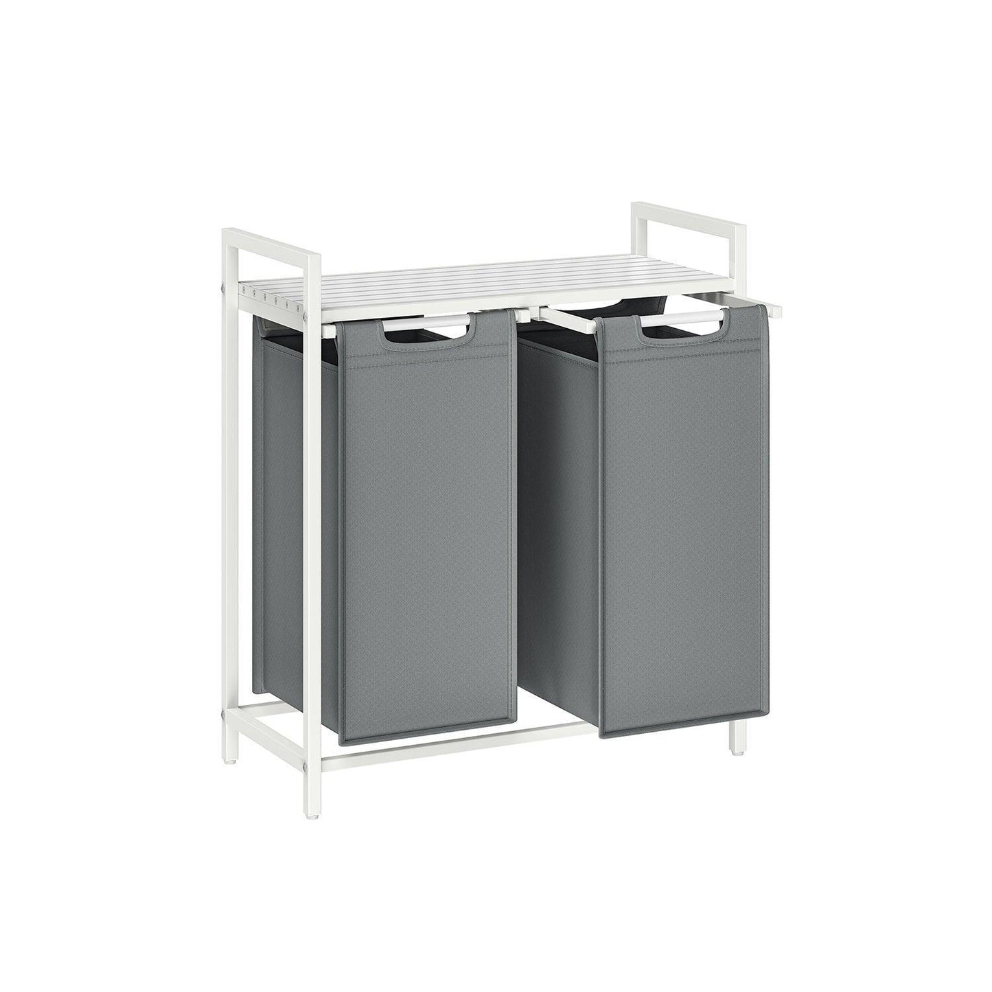 2 x 12.1 Gallons Laundry Hamper White and Light Gray FredCo