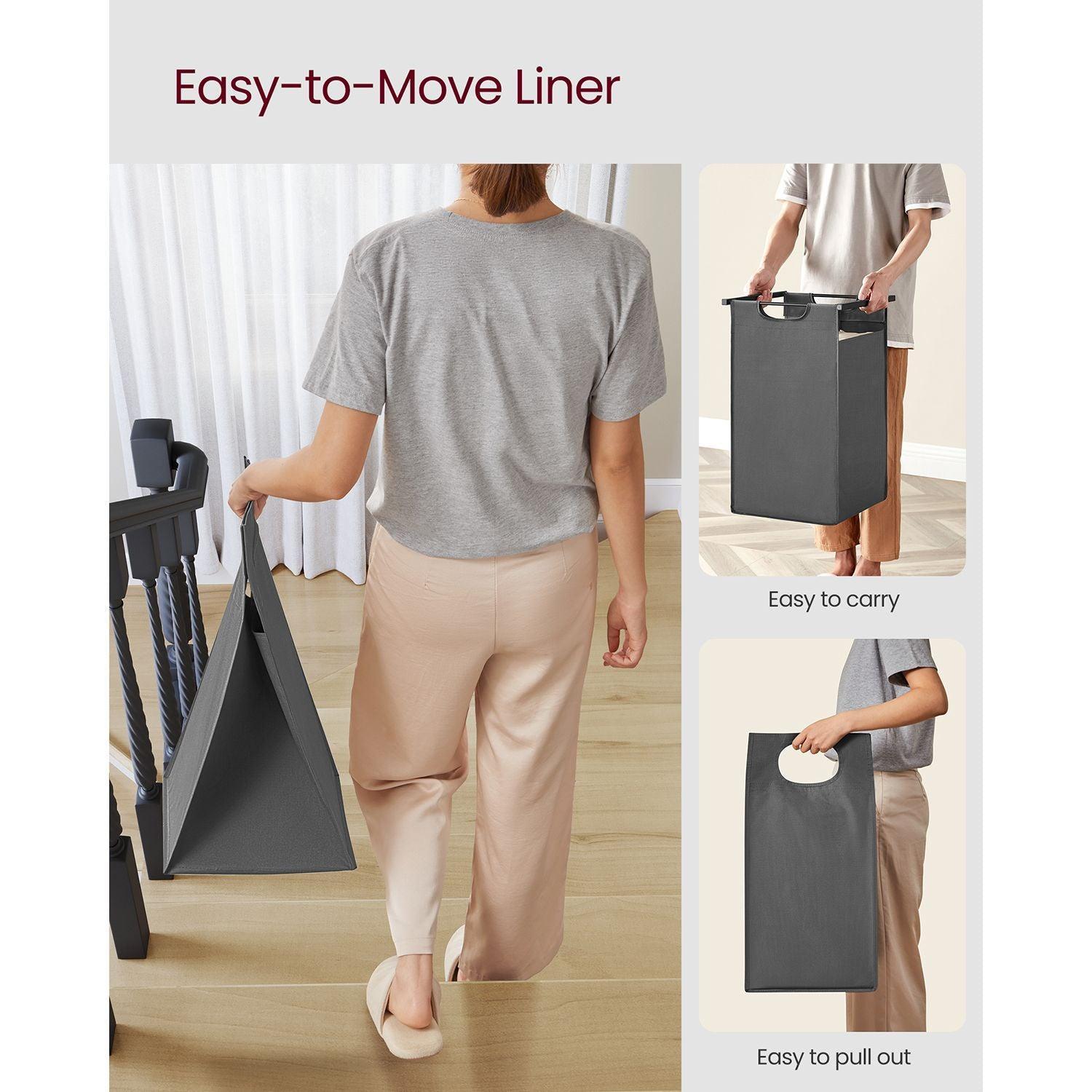 2 x 46L Laundry Hamper Black and Gray FredCo