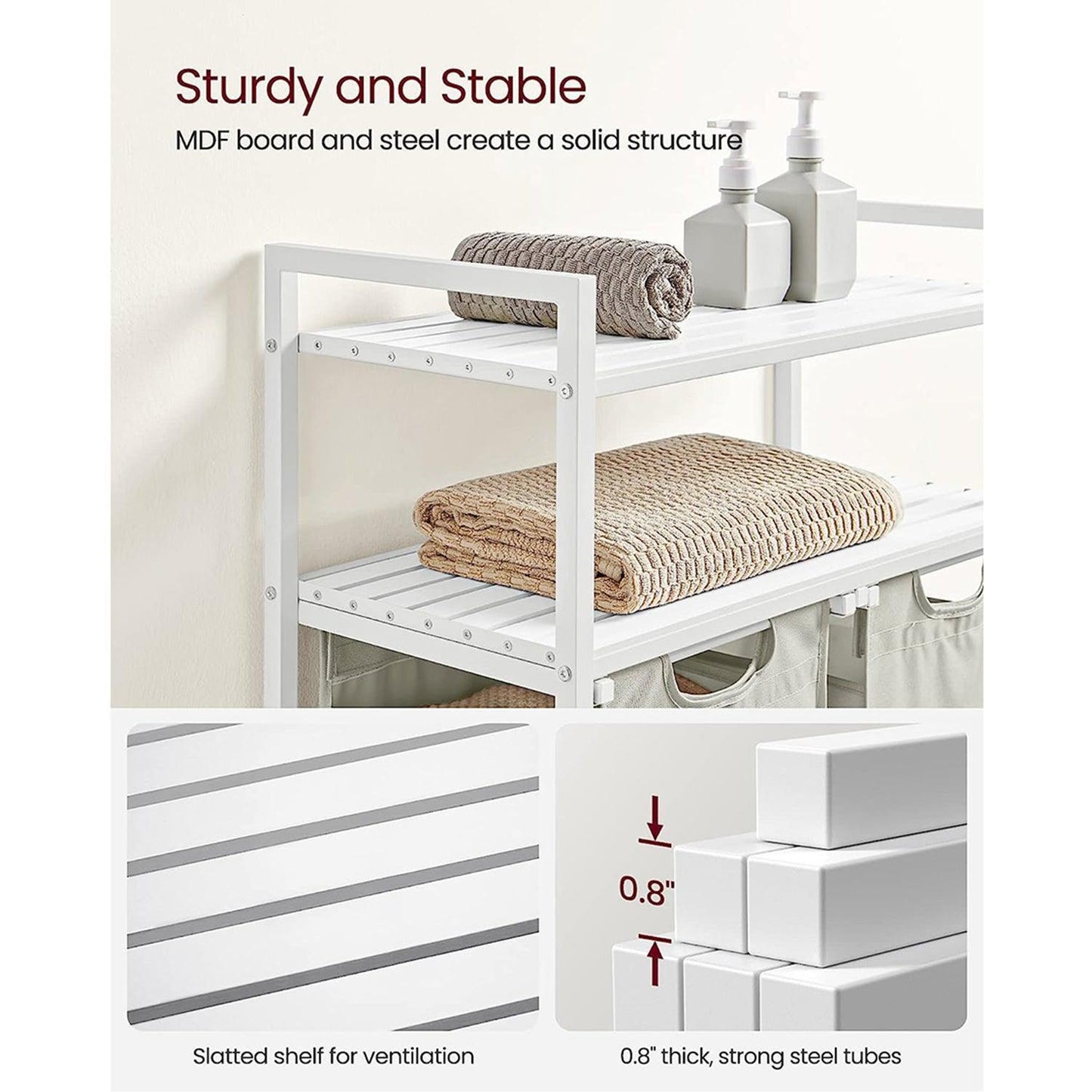 2 x 46L Laundry Hamper White FredCo