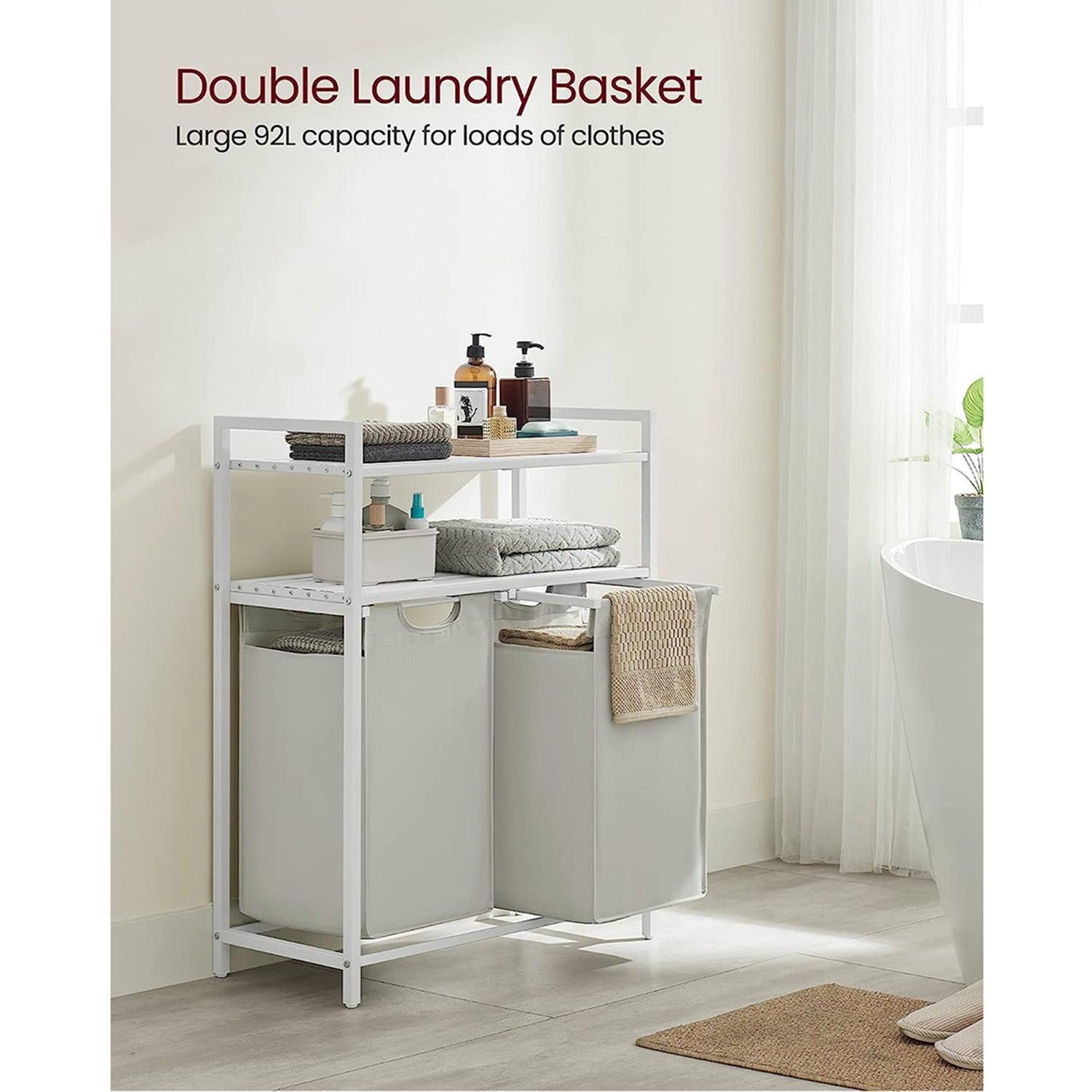 2 x 46L Laundry Hamper White FredCo