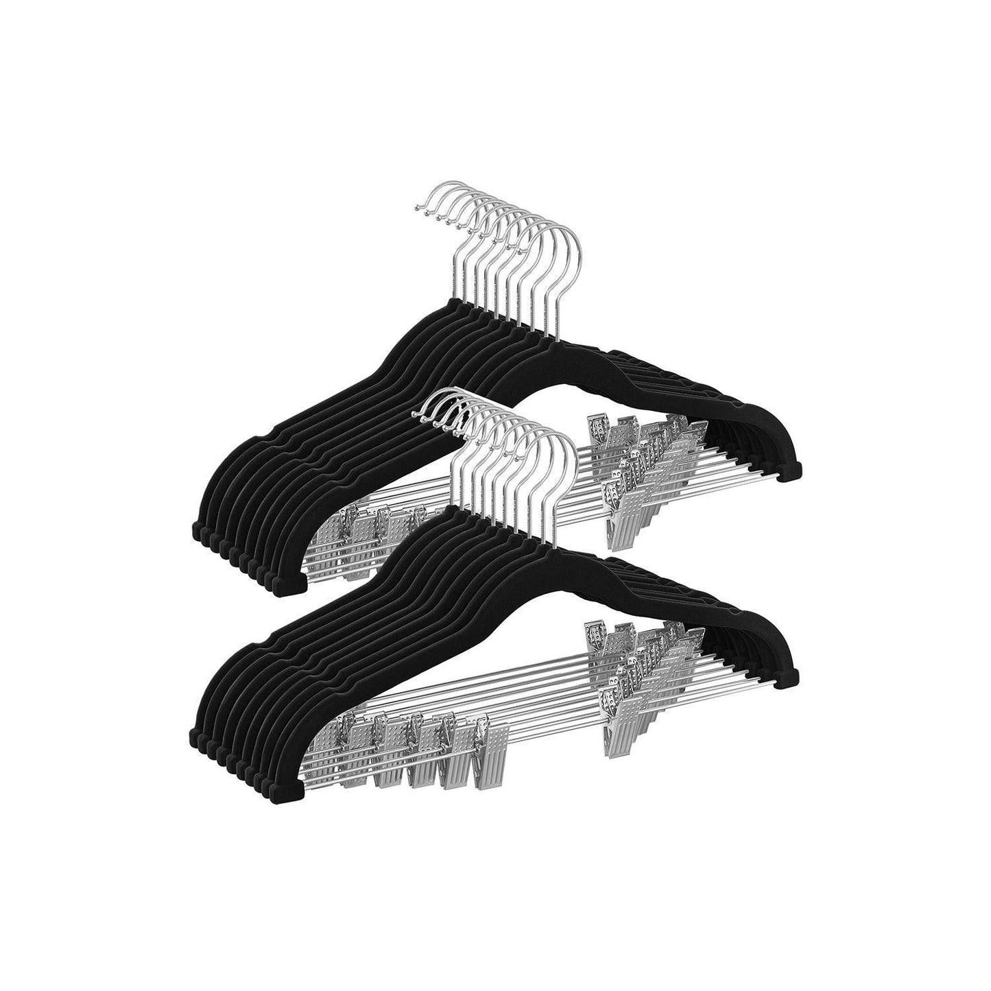 20-Pack Velvet Pants Hangers with Adjustable Clips Black FredCo